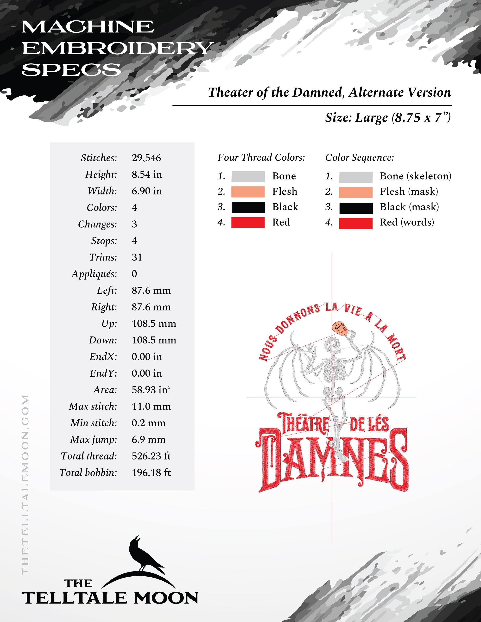 Embroidery: Theater of the Damned - Includes Several Variations Between 5 and 11 Inches Tall