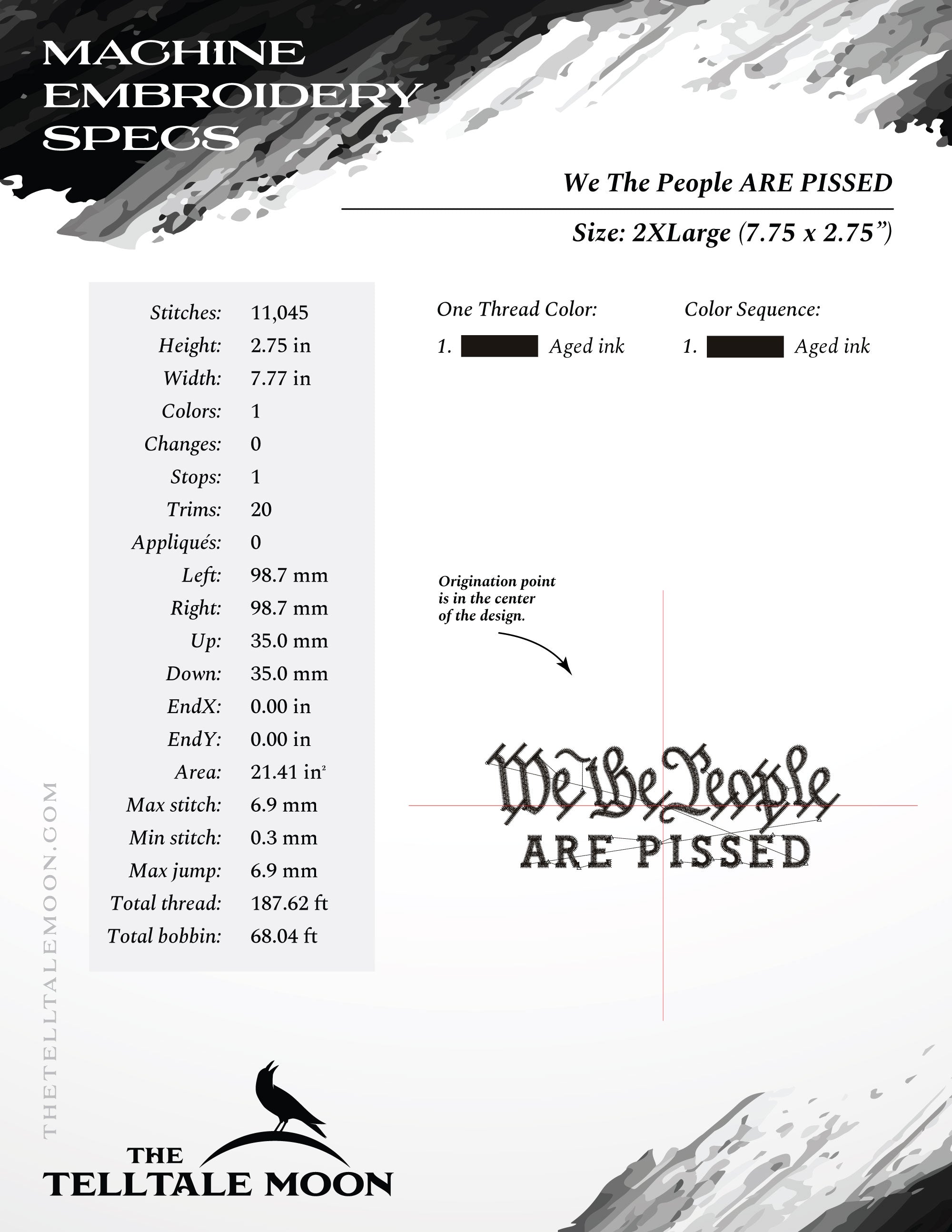 Embroidery: "We The People Are Pissed" - Nine Sizes - Fits Hoops 4x4 to 12x12