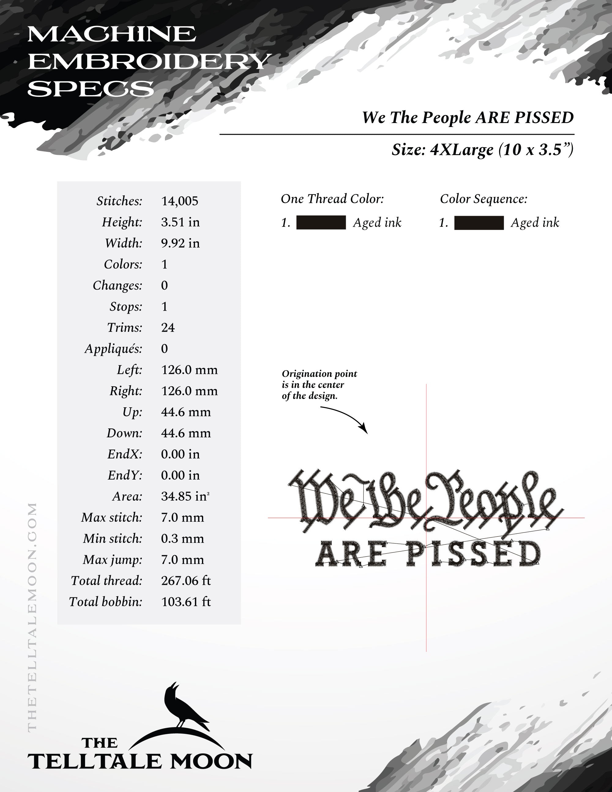 Embroidery: "We The People Are Pissed" - Nine Sizes - Fits Hoops 4x4 to 12x12