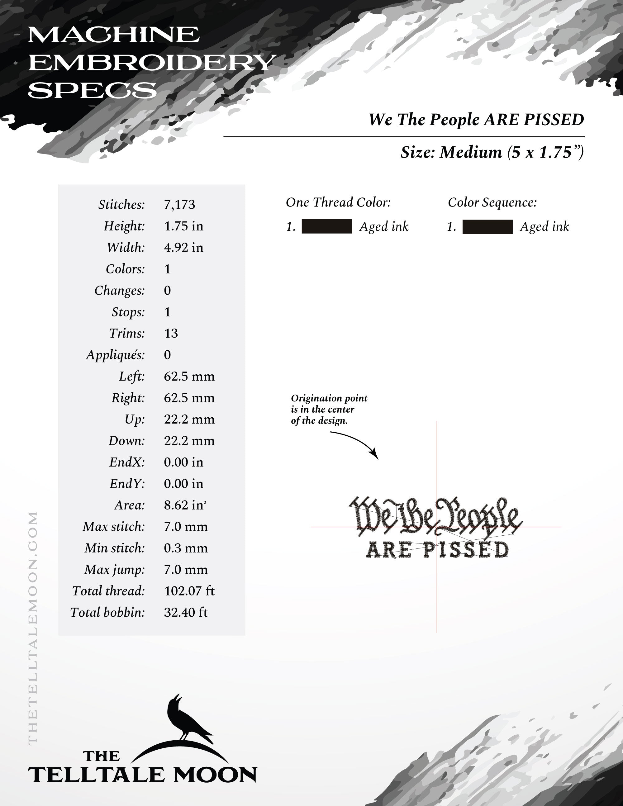 Embroidery: "We The People Are Pissed" - Nine Sizes - Fits Hoops 4x4 to 12x12