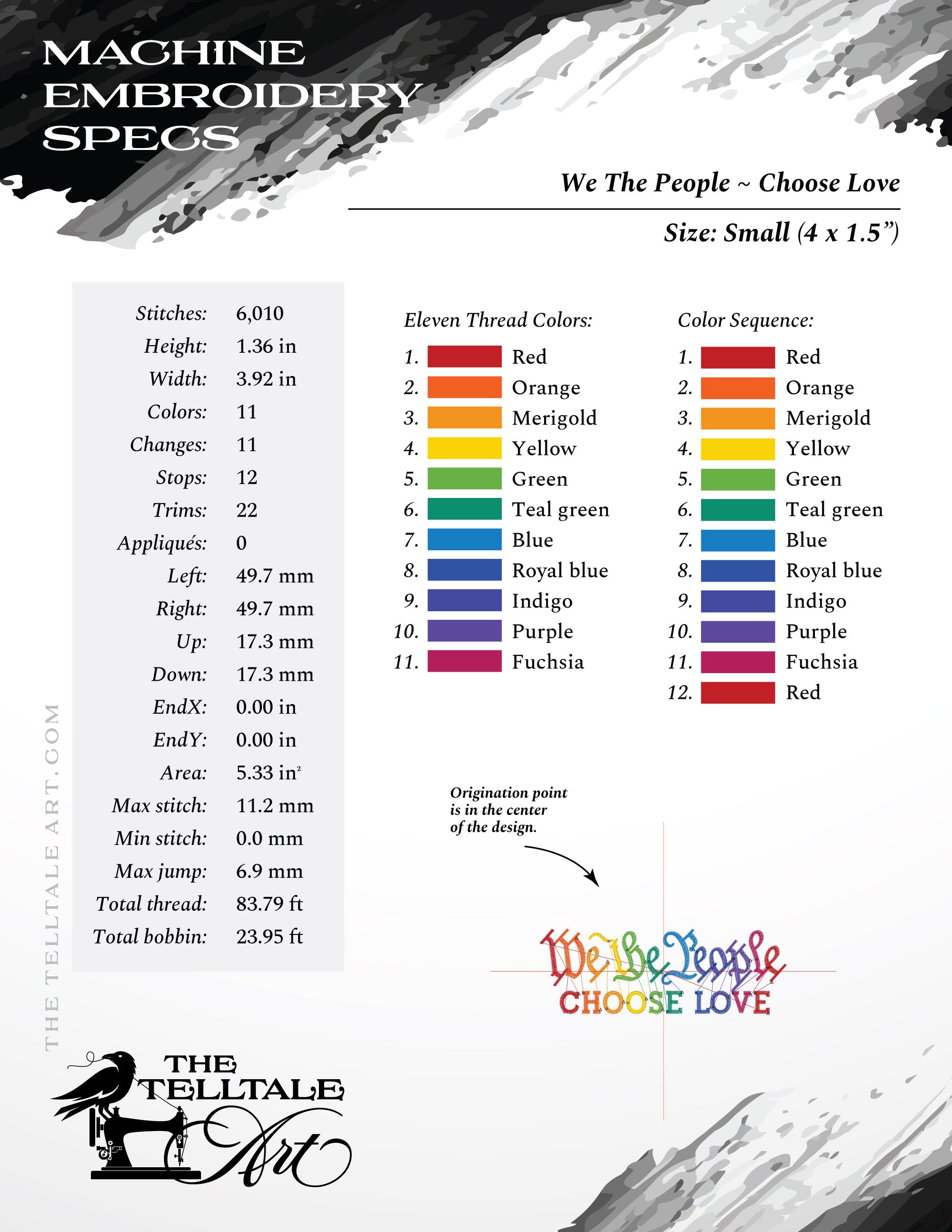 Pride Embroidery Set – We the People Choose Love - Nine Sizes 4 to 18 Inches