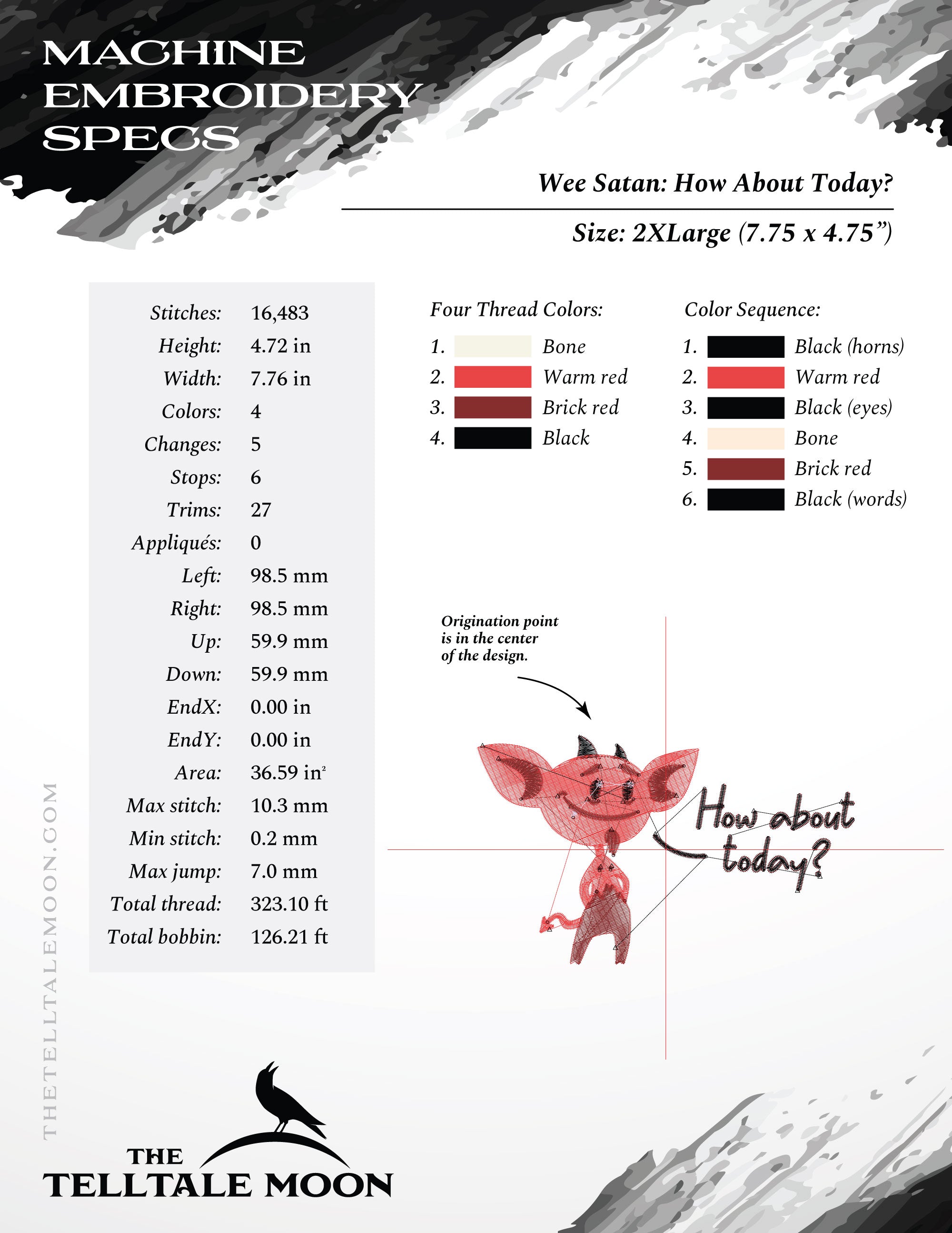 Embroidery: "How About Today?" Little Satan - 4, 5, 6, 7, and 8 Inches