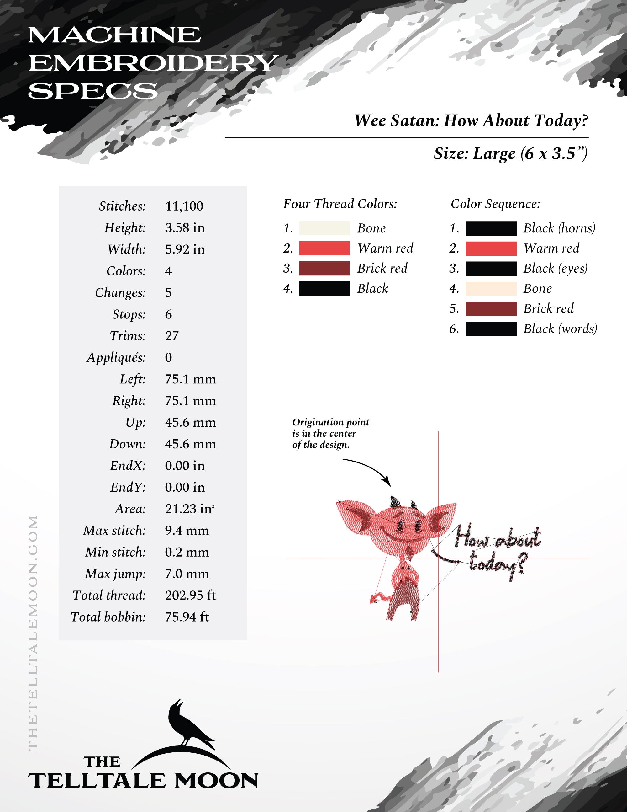 Embroidery: "How About Today?" Little Satan - 4, 5, 6, 7, and 8 Inches
