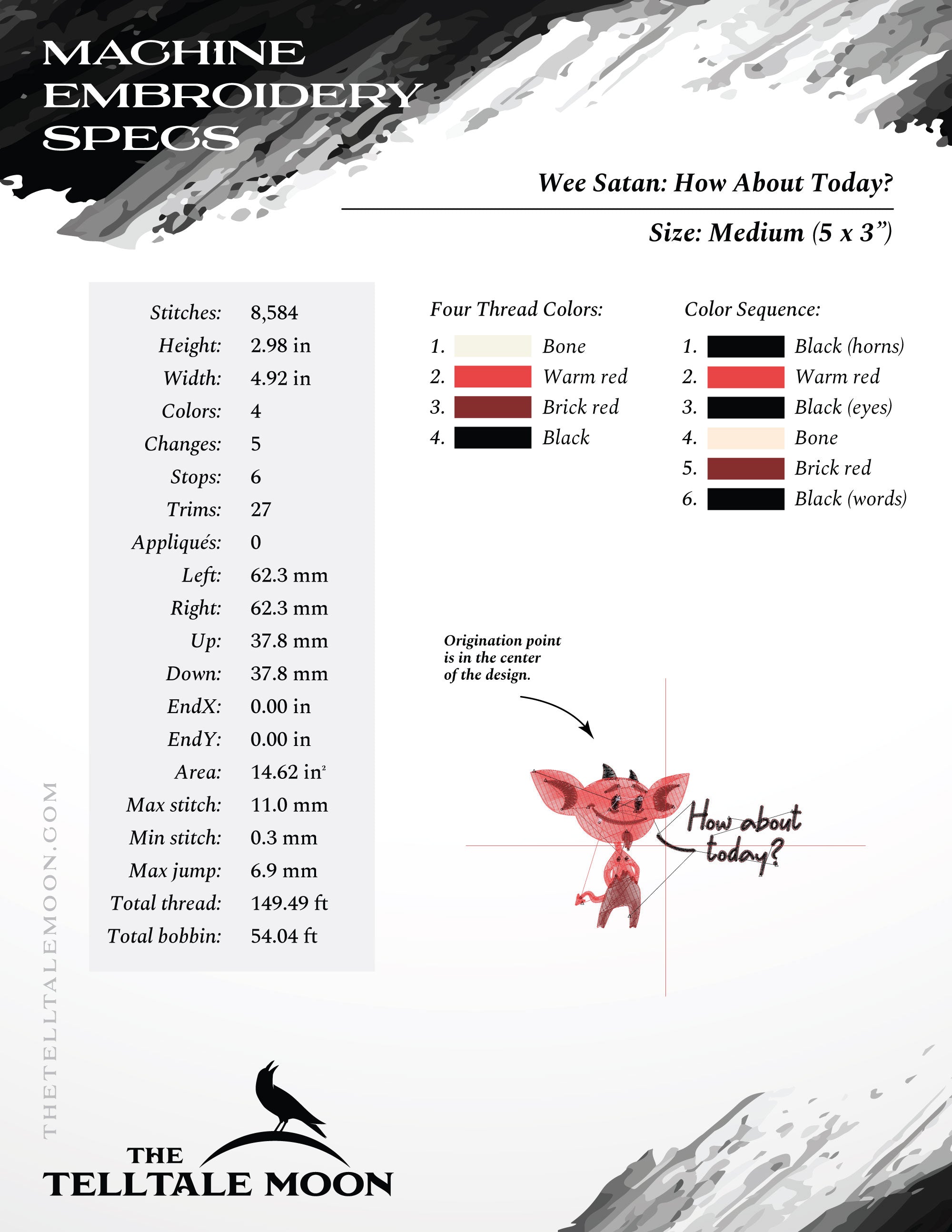 Embroidery: "How About Today?" Little Satan - 4, 5, 6, 7, and 8 Inches