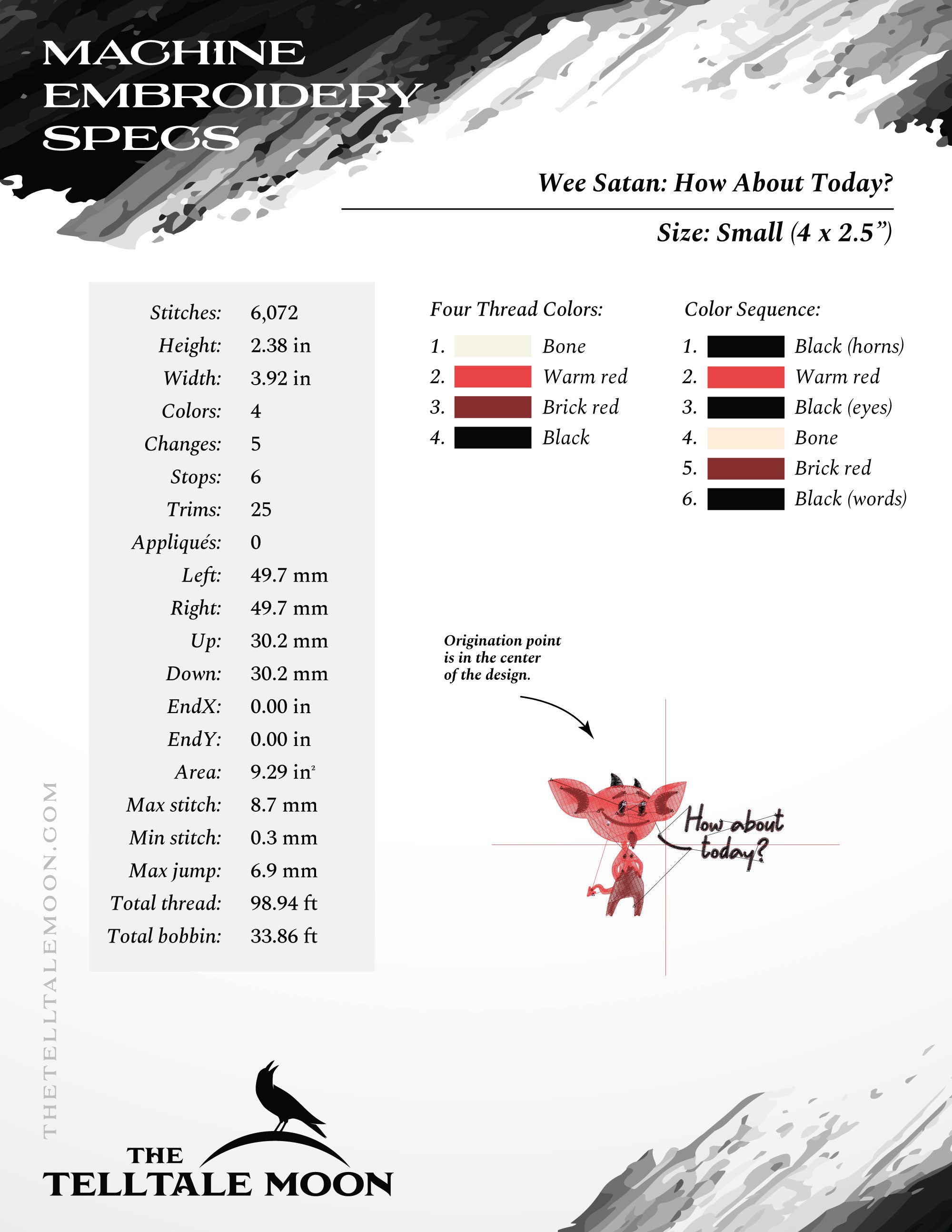 Embroidery: "How About Today?" Little Satan - 4, 5, 6, 7, and 8 Inches