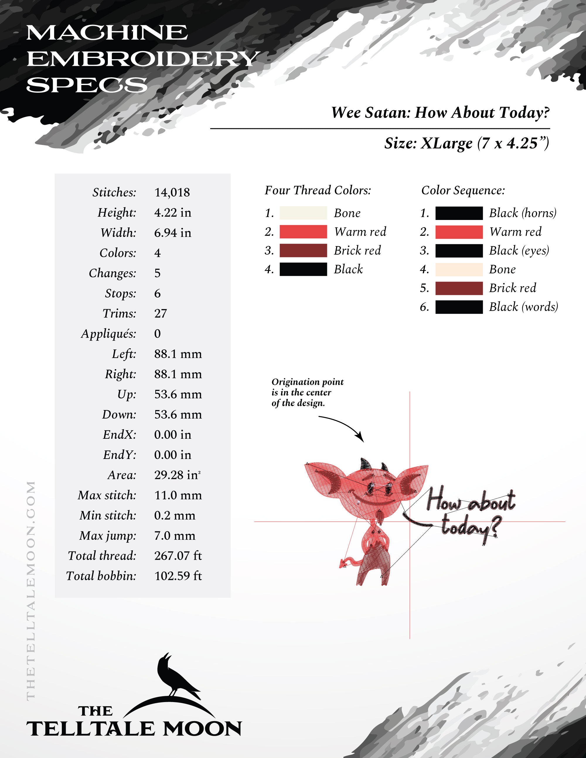 Embroidery: "How About Today?" Little Satan - 4, 5, 6, 7, and 8 Inches