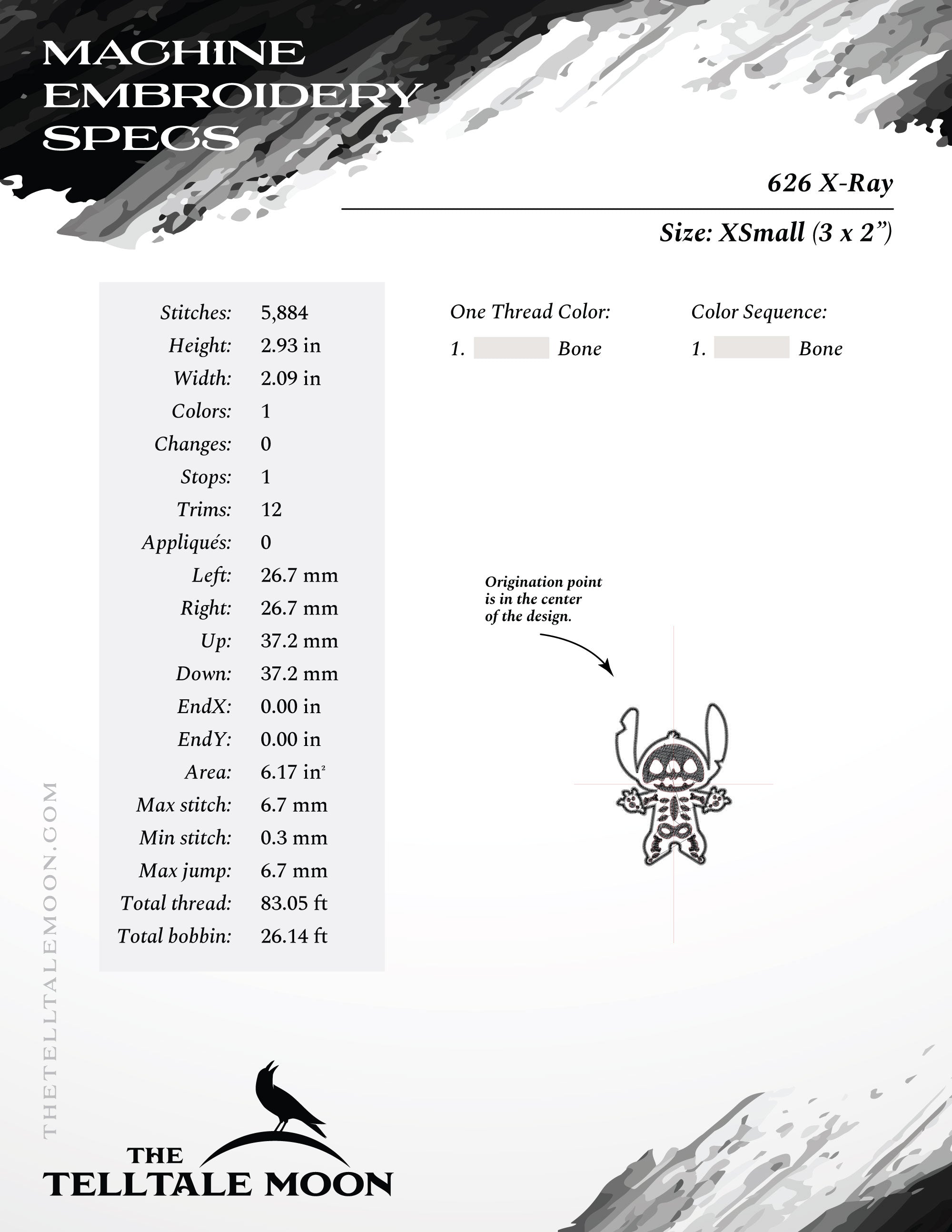 Embroidery: "626 X-Ray" Cute Design Inspired by Magic Kingdom & Stitch (Two Styles)