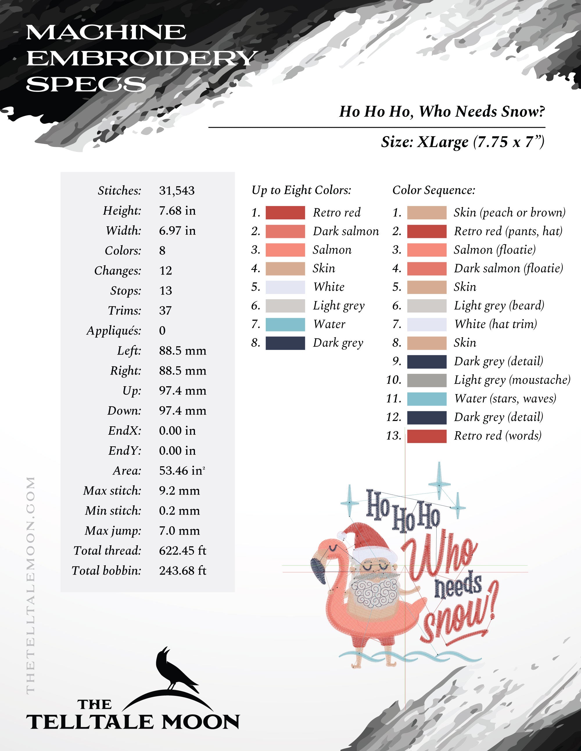 Santa Floating in a Flamingo – Four Sizes 5 to 8 Inches – Midcentury Christmas