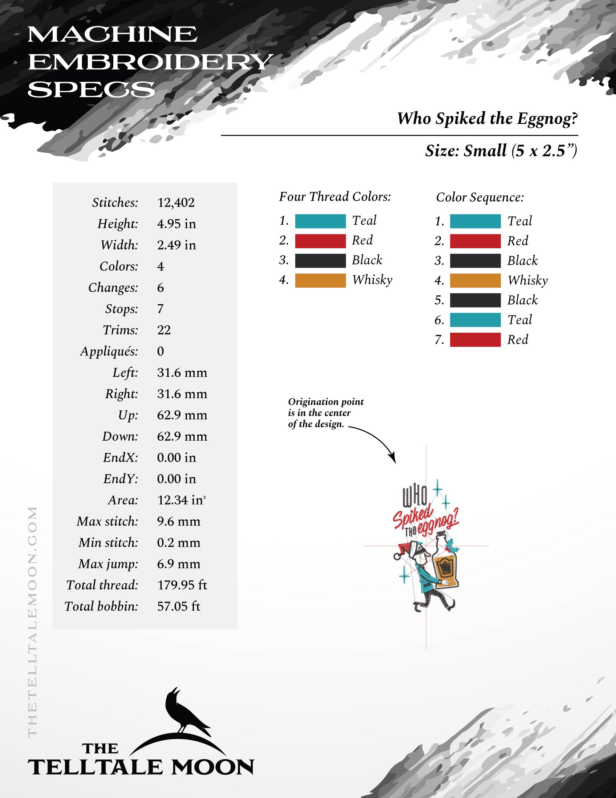 Embroidery Files: Midcentury "Who Spiked the Eggnog" - Six Sizes, Plus Split Set, Drink Coasters, and Drink Sleeves