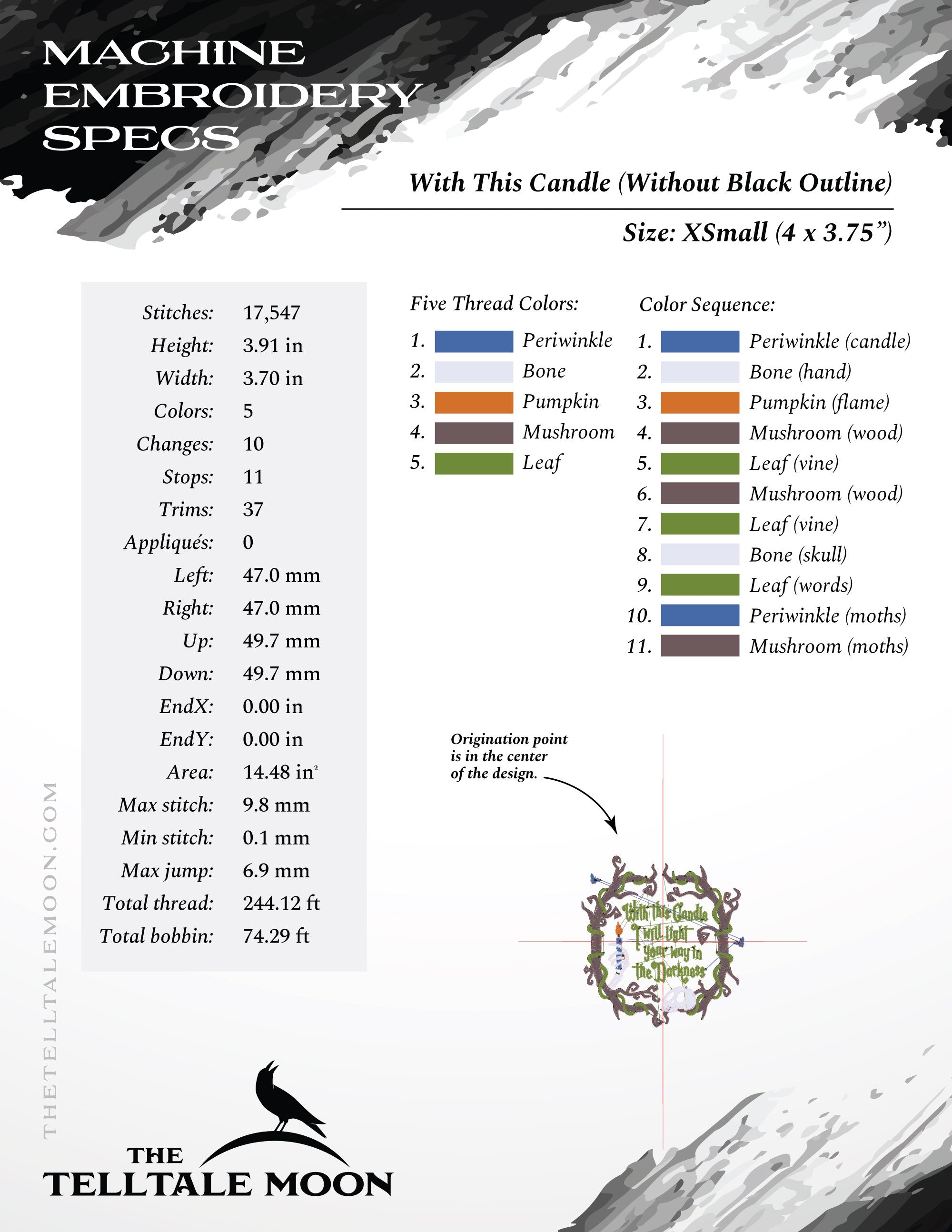 Embroidery Files: "With This Candle" Plus Blank Frame - Eight Sizes Between 4 and 12 Inches