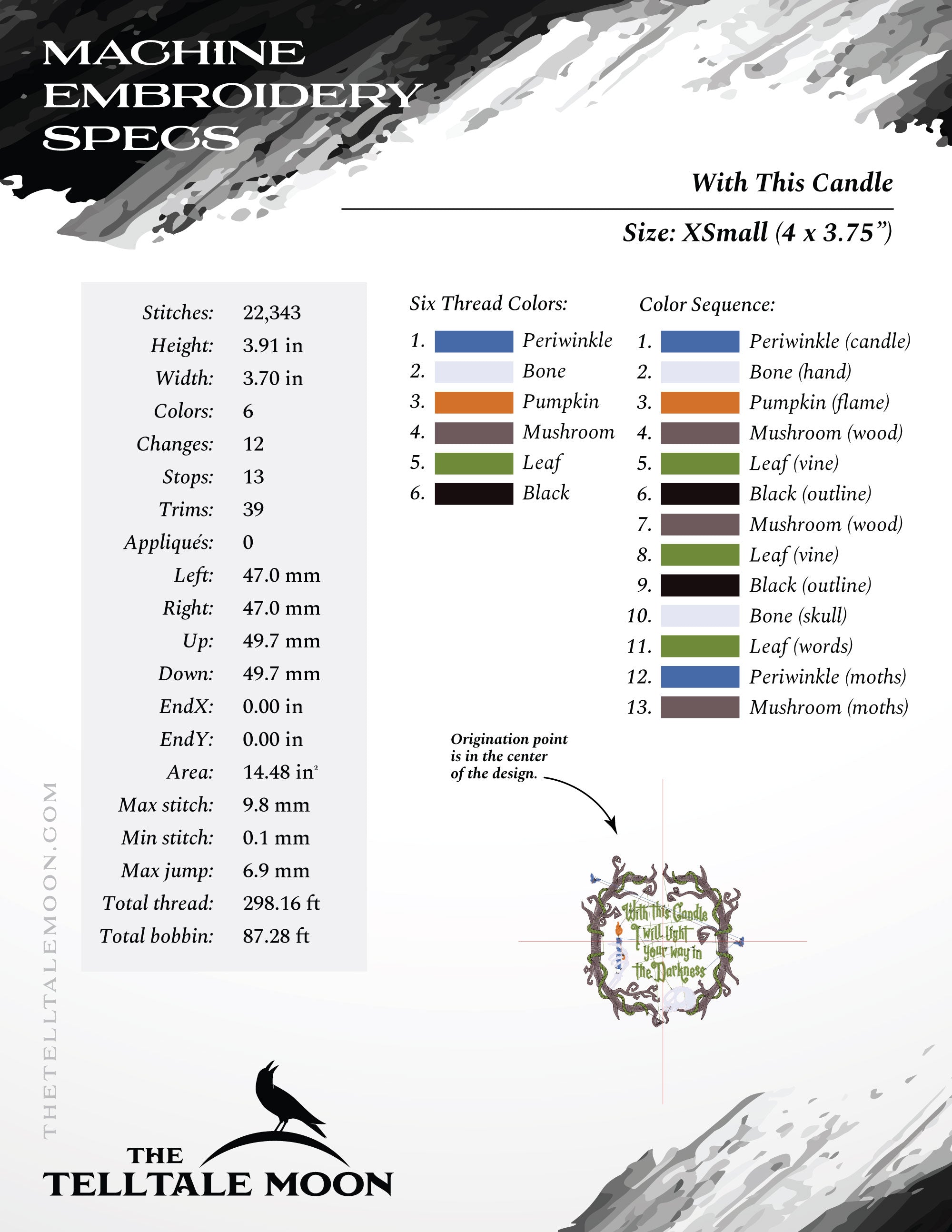 Embroidery Files: "With This Candle" Plus Blank Frame - Eight Sizes Between 4 and 12 Inches