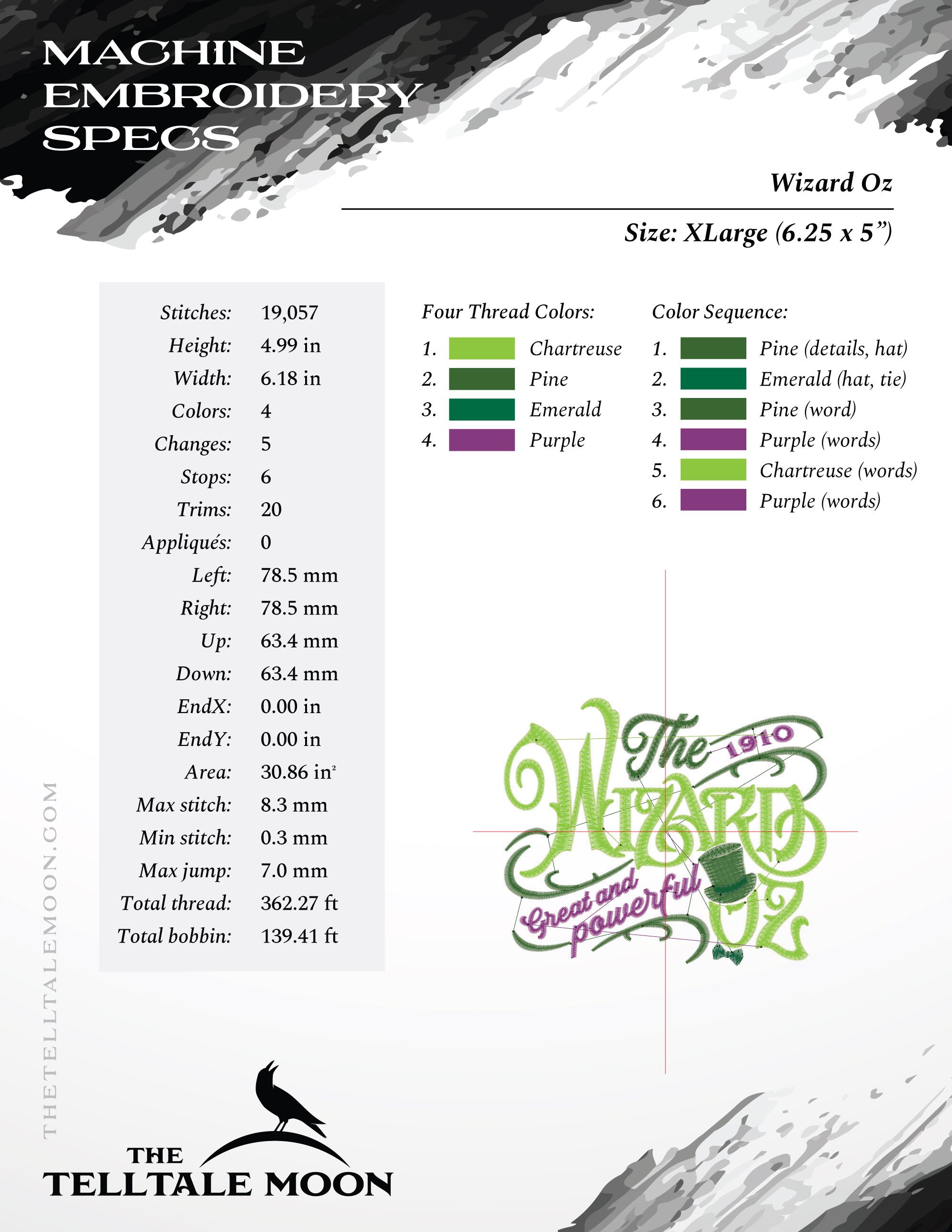 Embroidery Files: "Wizard Oz" Design Inspired by the Classic Book - Two Styles