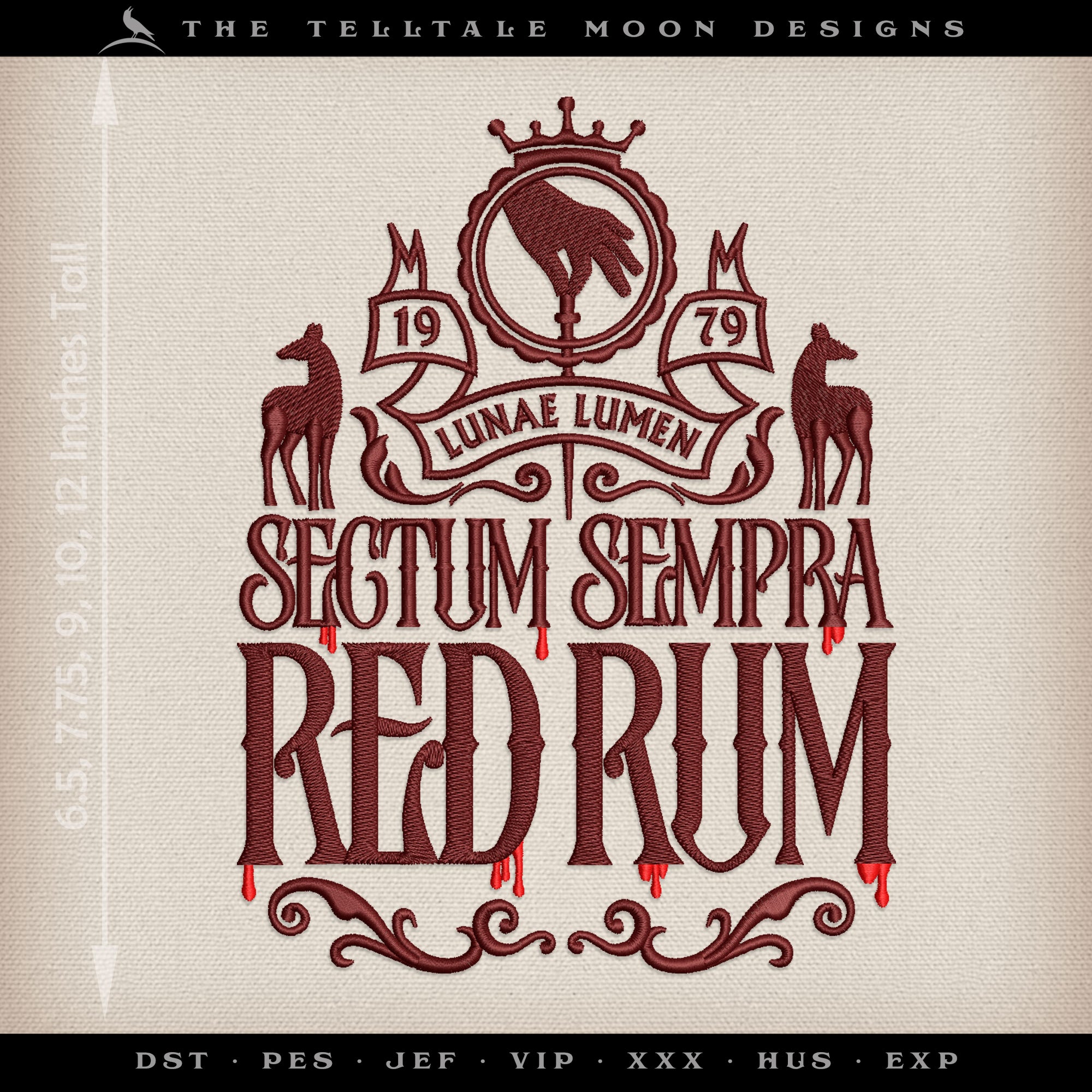 Embroidery: Magical Rum Label - 6.5, 7.75, 9, 10 and 12 Inches Tall - Two Thread Colors