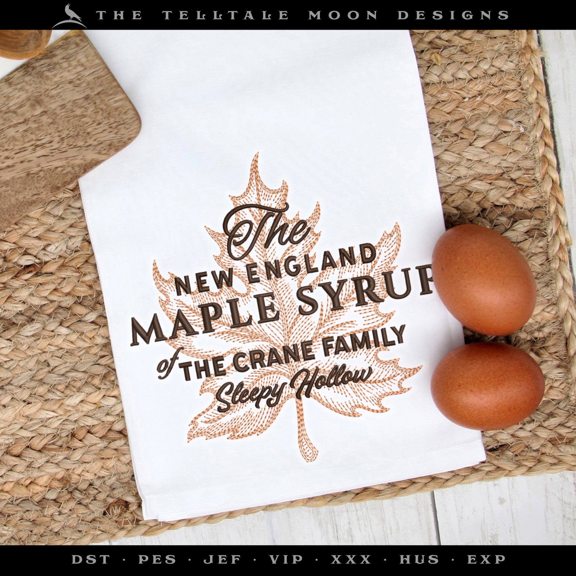 Embroidery: Sleepy Hollow Maple Syrup Design - 6, 7, and 8 Inches