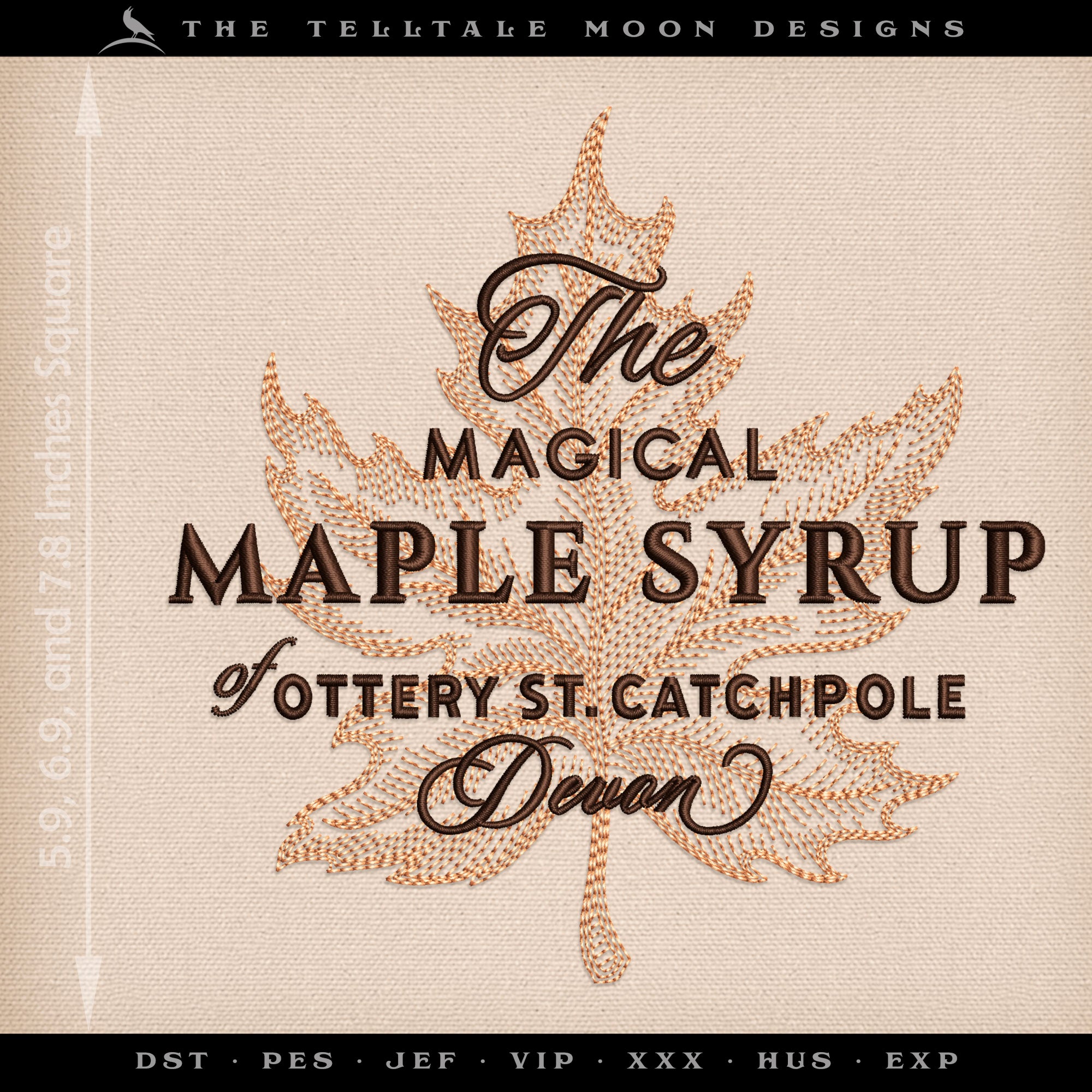 Machine Embroidery: Wizard World Maple Syrup (6, 7, and 8 Inches Square; Two Thread Colors)