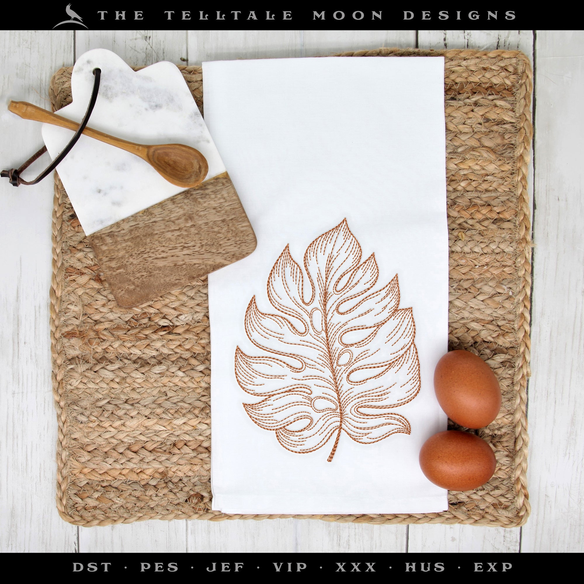 Embroidery: FOUR Leaf Drawings - Majestic Palm, Monstera, and Philodendron - Several Sizes Each