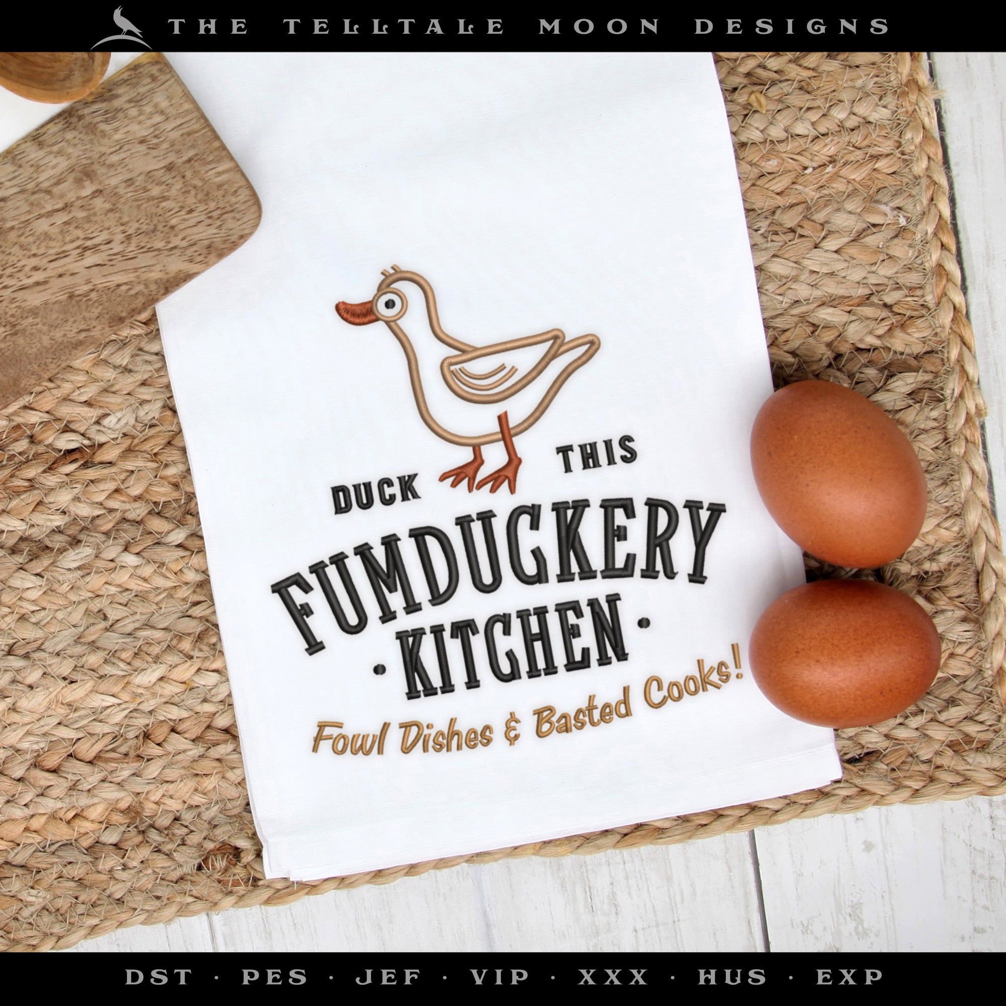 Embroidery: "Fumduckery Kitchen" Humor - Five Sizes 5.5 to 9.5 Inches Tall