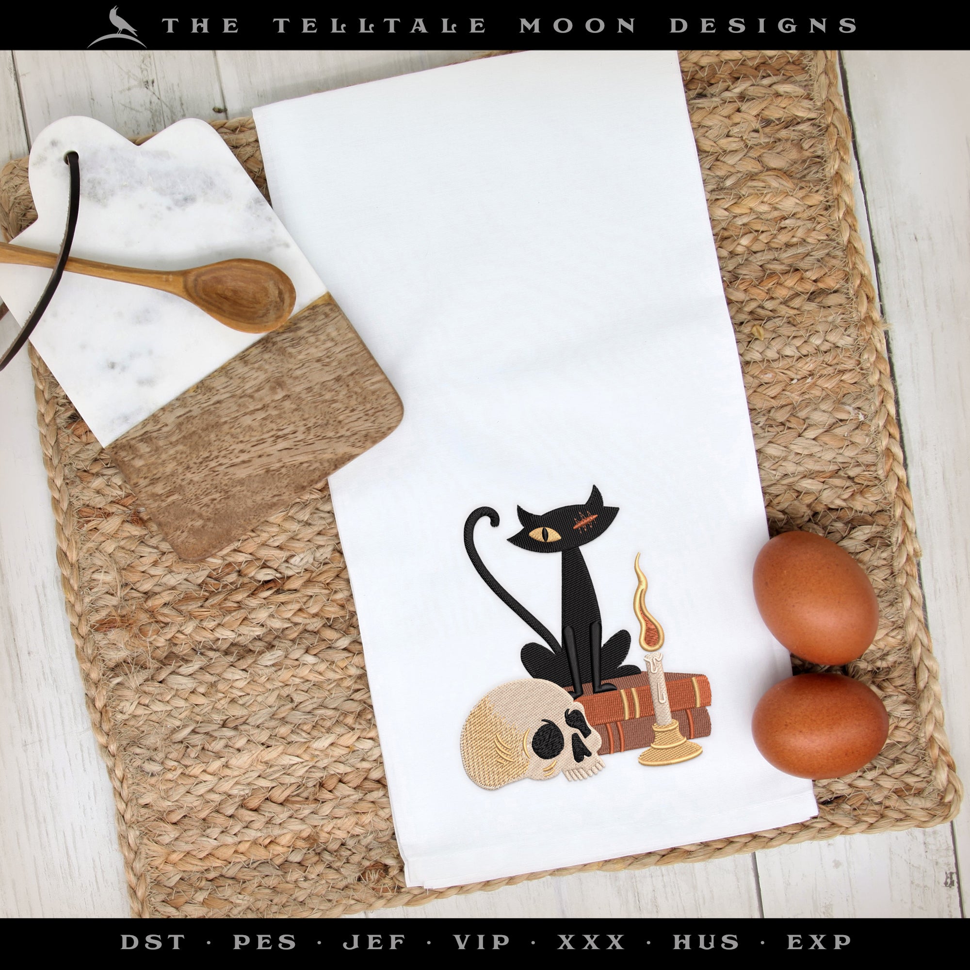 Embroidery: Poe-inspired "The Black Cat" - Four Sizes from 3.5 to 6 Inches