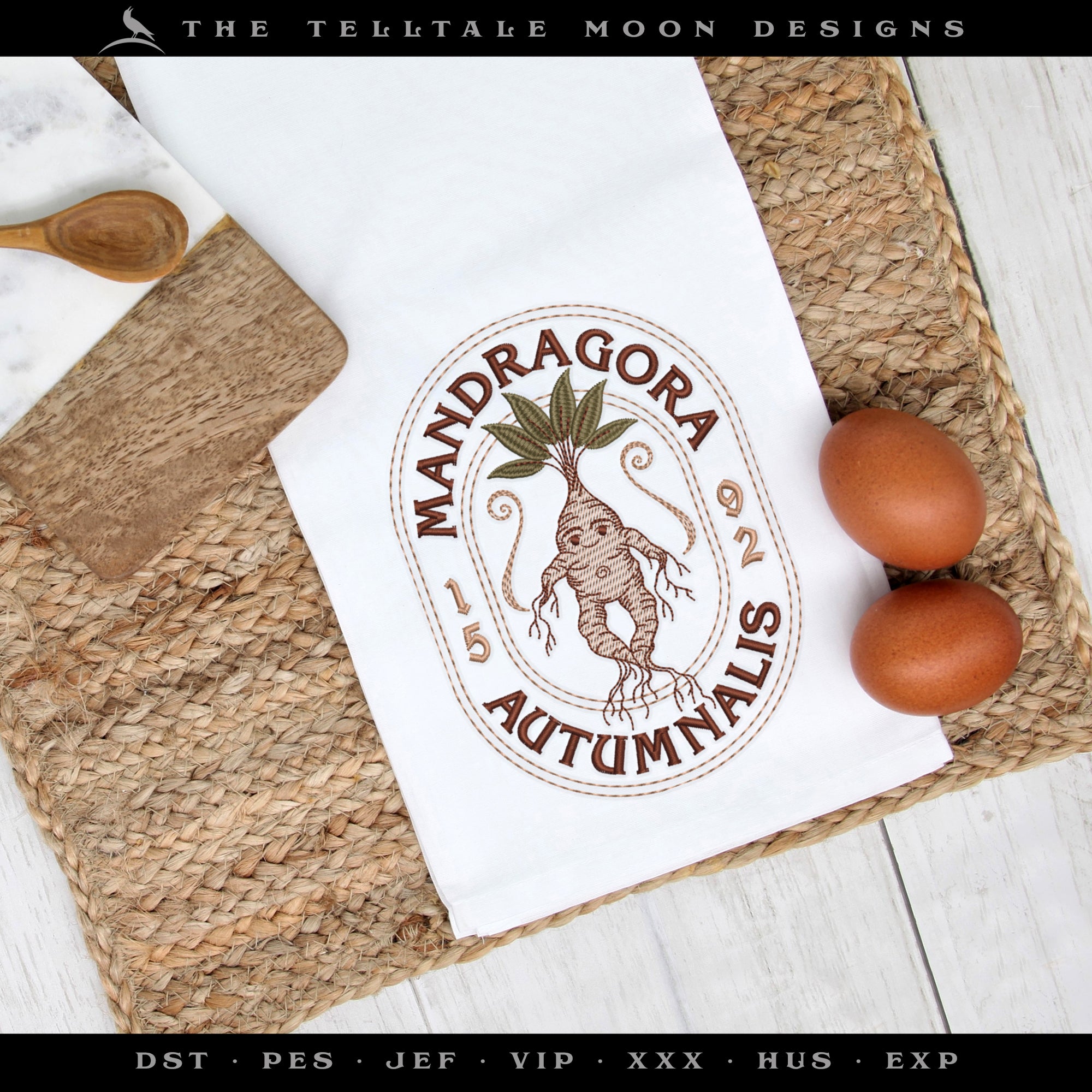 Embroidery: Magical Mandrake Label (3.5, 4, 4.5, 5, and 6 Inches Tall, Three Colors)