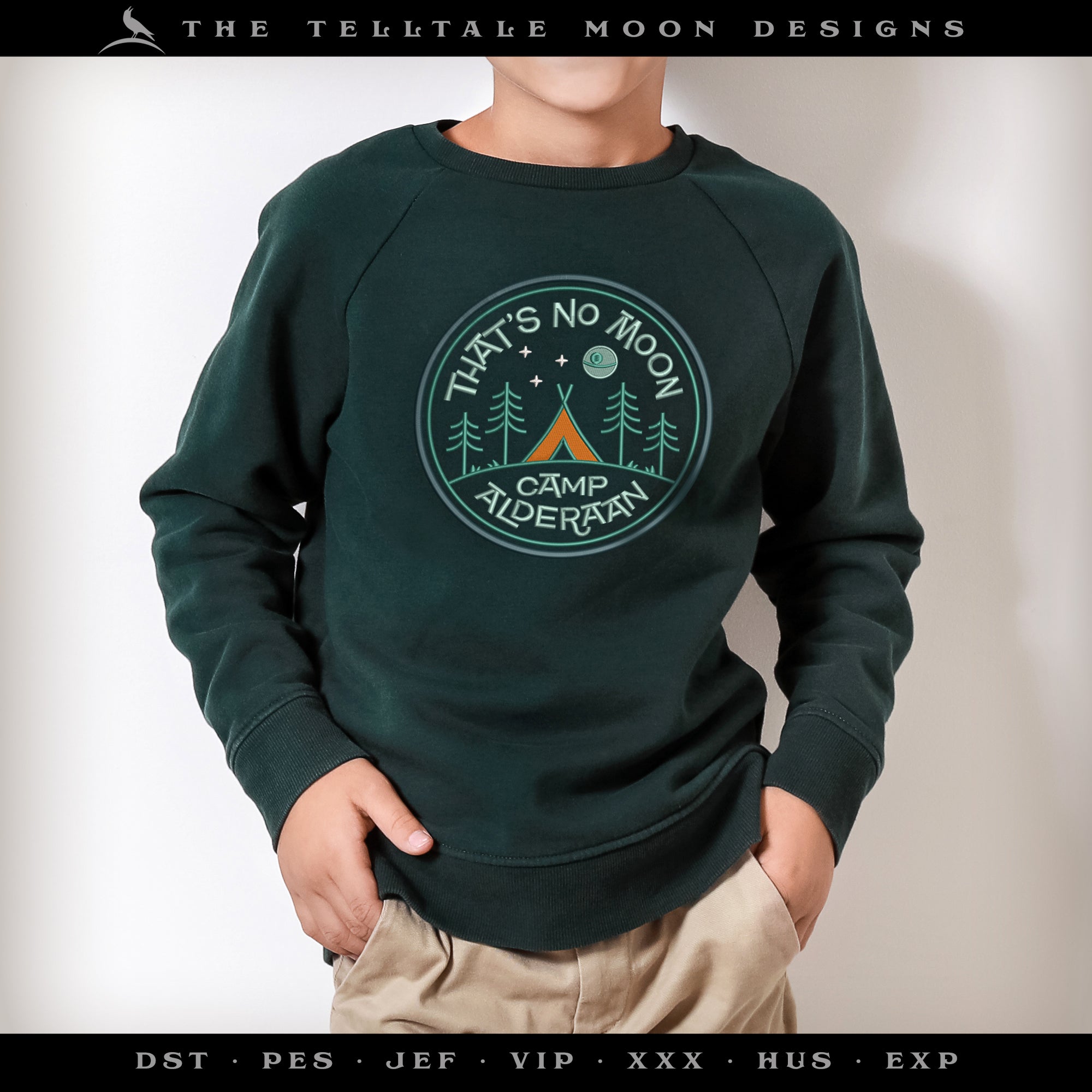 Embroidery: "That's No Moon" Space Camp Design - Eight Sizes 4 to 12 Inches