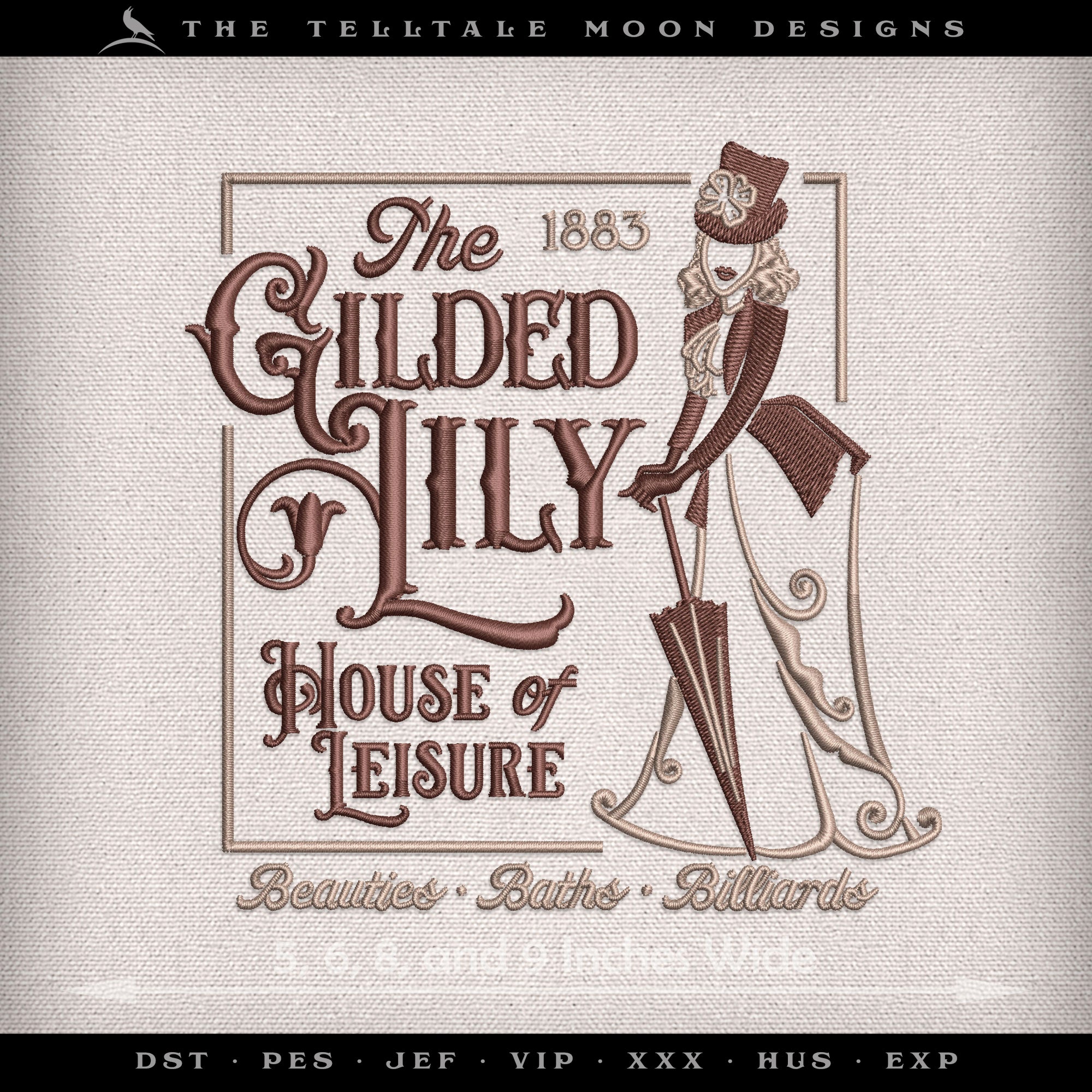 Embroidery: Classic-look "The Gilded Lily" Modeled After a Real Vintage Advertisement