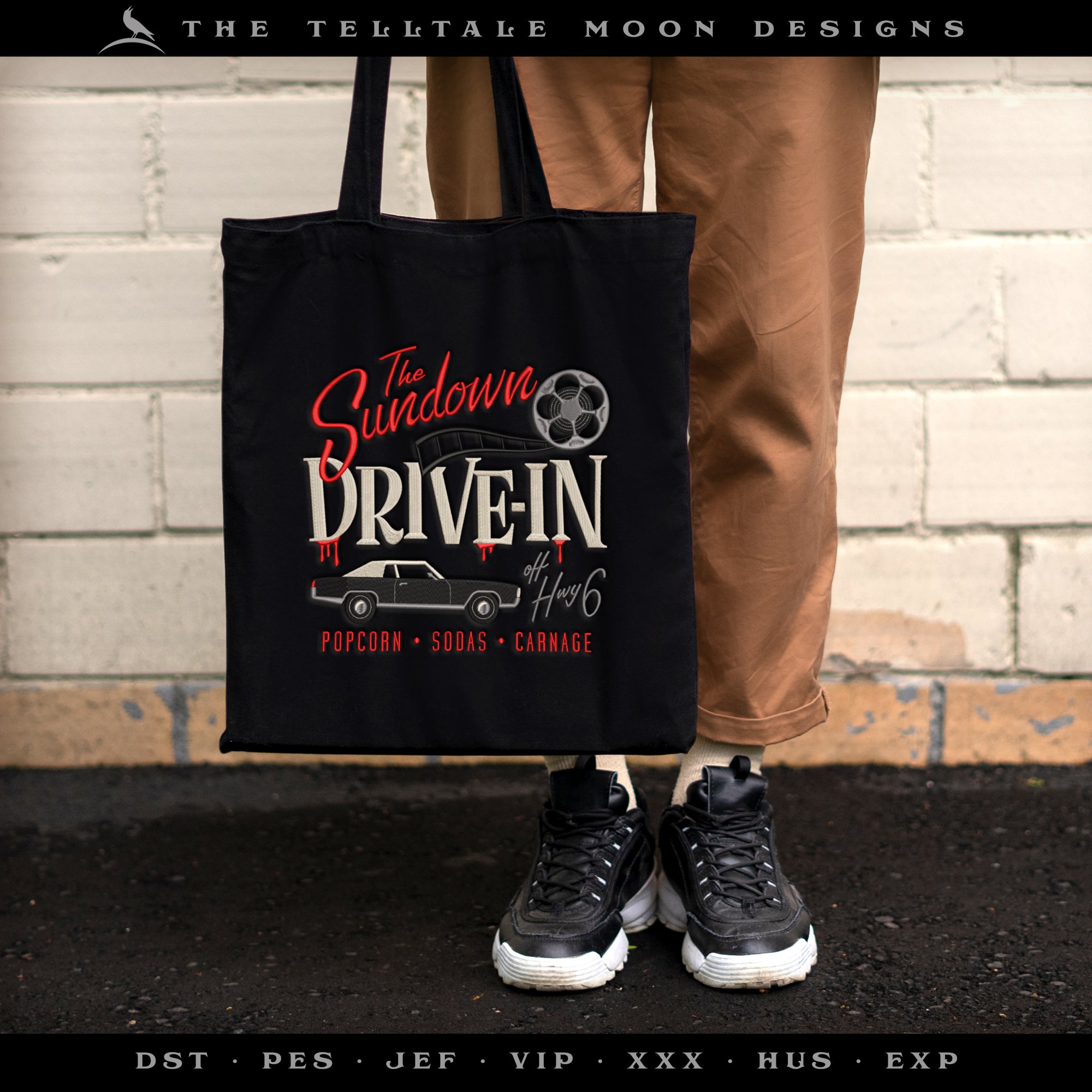 Embroidery Files: "The Sundown Drive-in" 1976-2014 - Six Sizes 5 to 12 Inches Tall