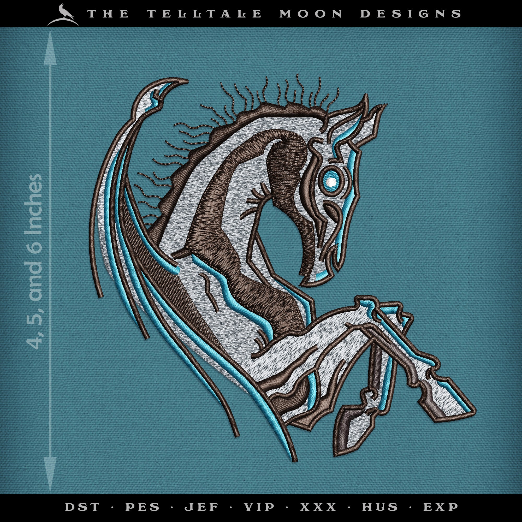 Embroidery Files: Magical Skeletal Horse in Three Sizes (4, 5, 6 Inches)