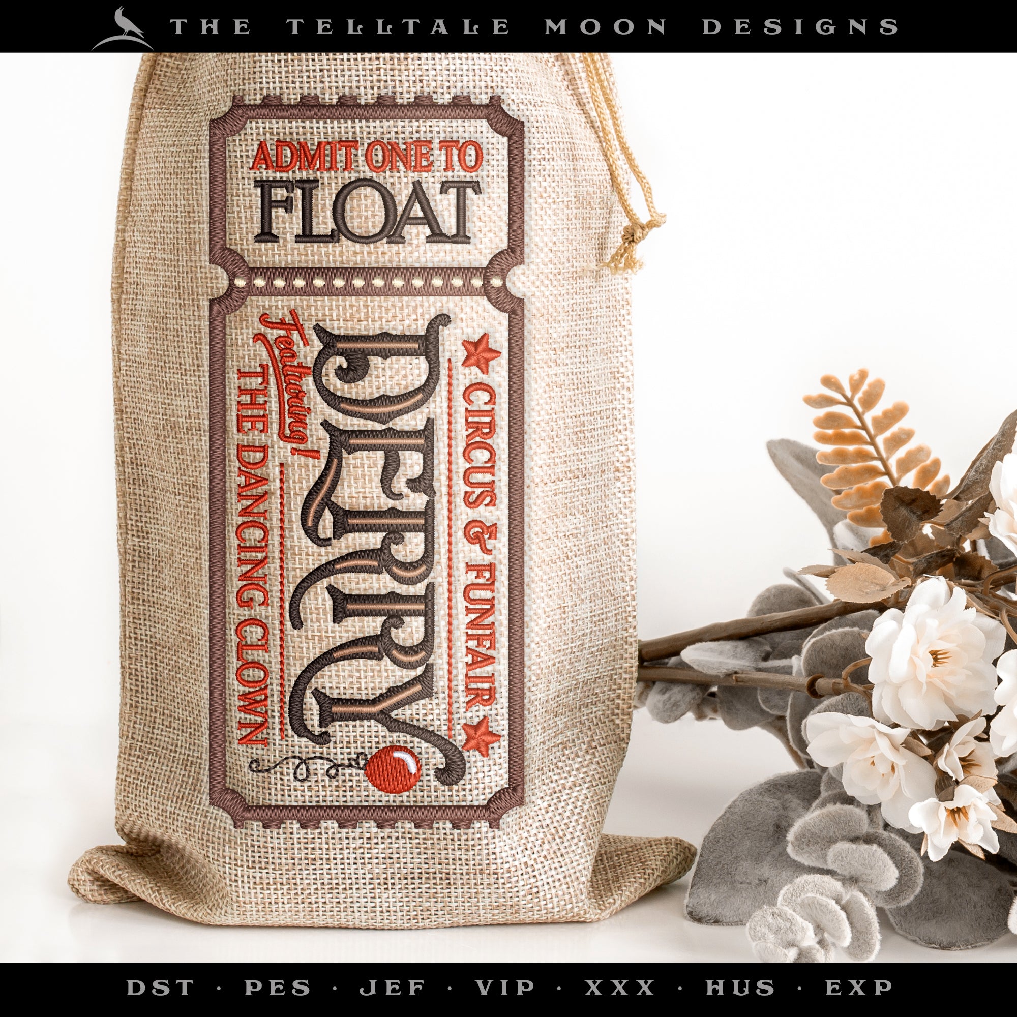 Embroidery: "Circus & Funfair" Horror Themed Ticket Set - 4, 6, 7, 10, and 12 Inches