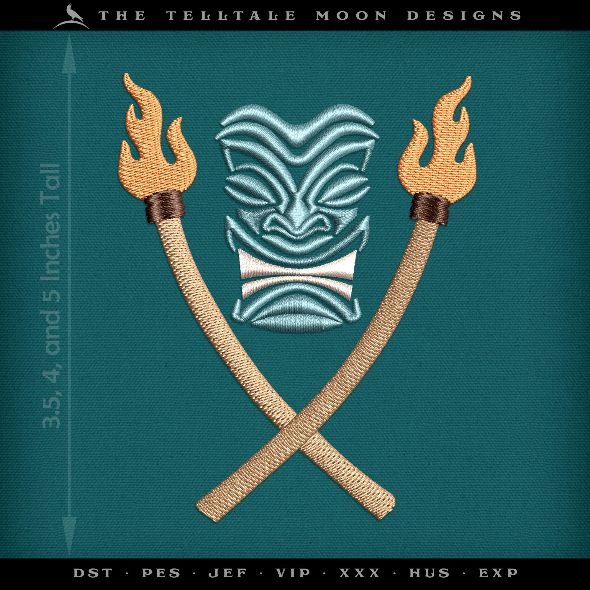 Embroidery: Mid Century Tiki, in Several Sizes 3.5 to 5.5 Inches