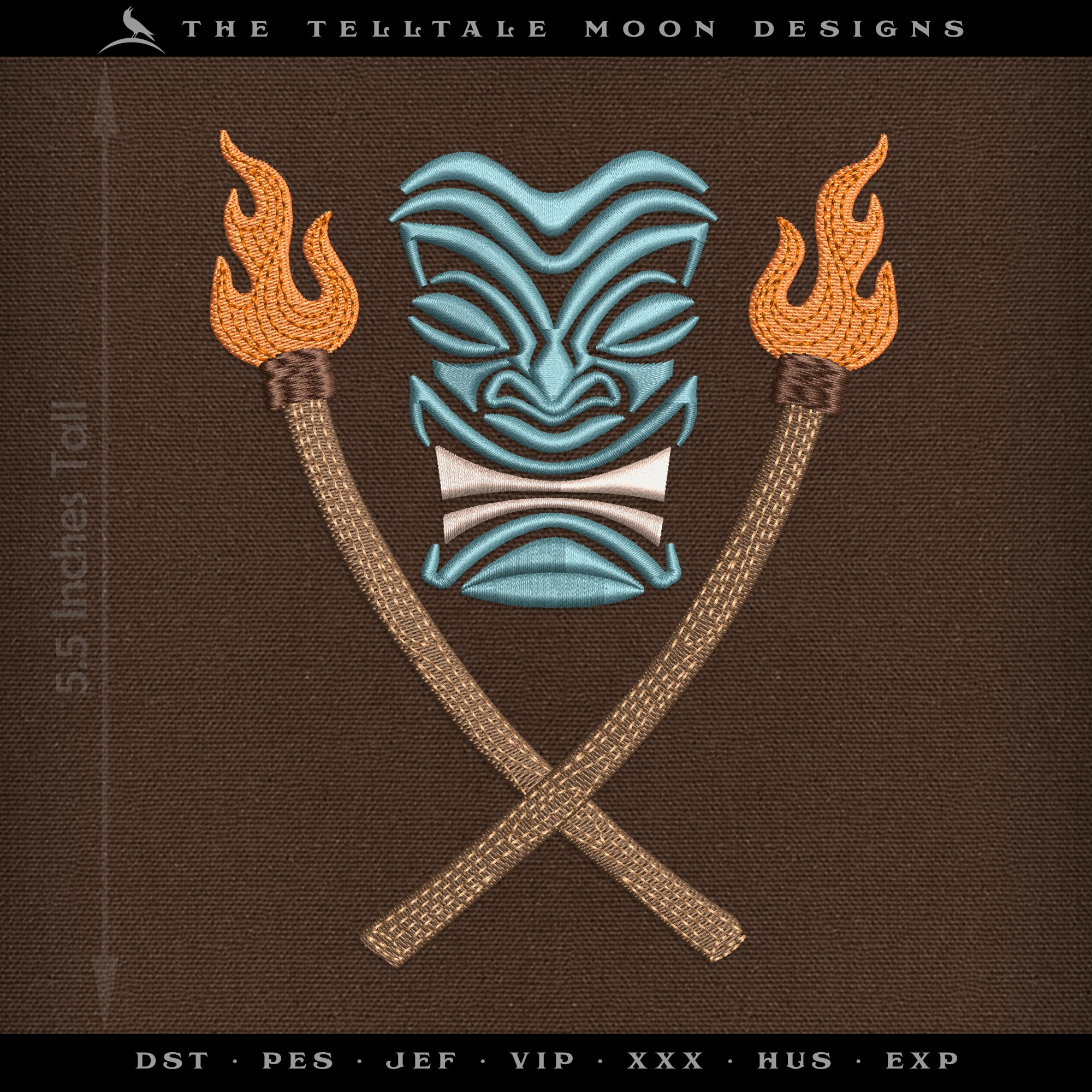 Embroidery: Mid Century Tiki, in Several Sizes 3.5 to 5.5 Inches