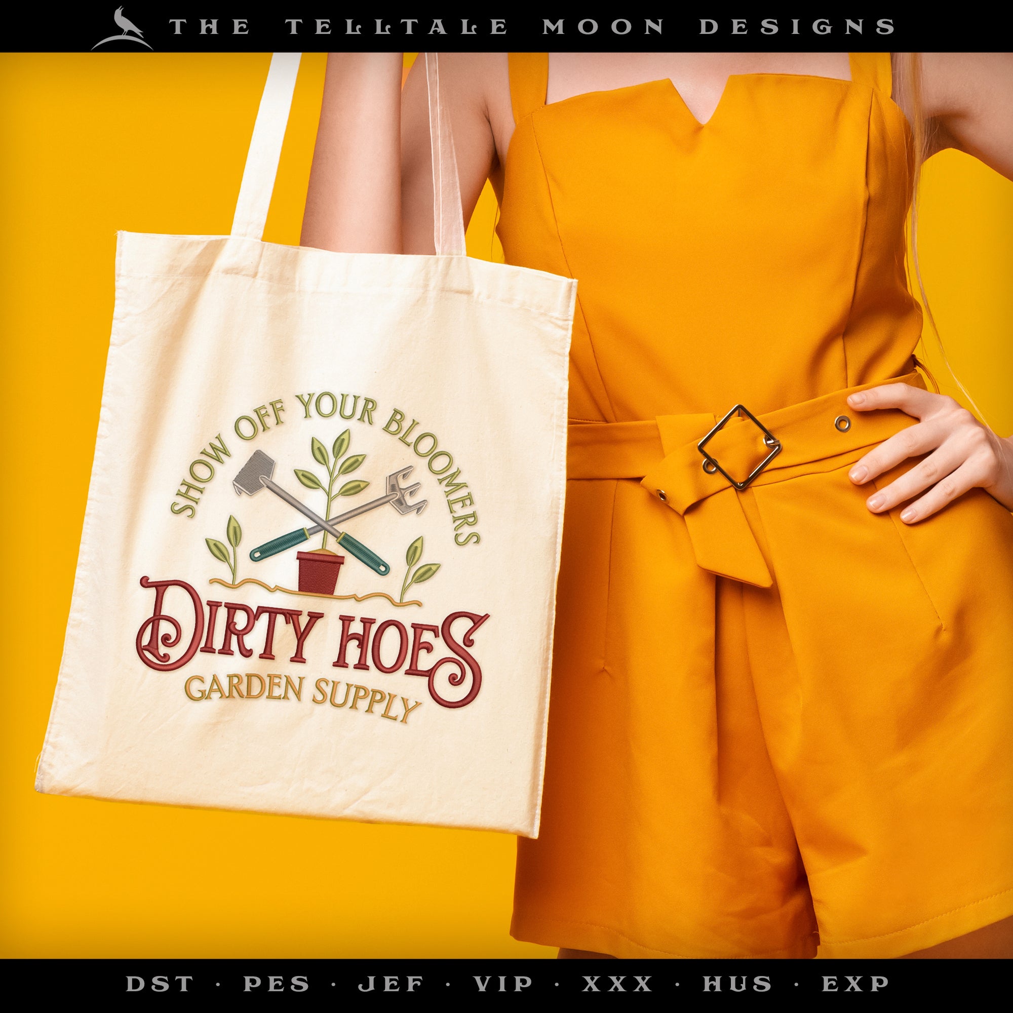 Embroidery: "Dirty Hoes Garden Supply" - 5, 6, 7, and 8 Inches Wide - Up to Six Thread Colors