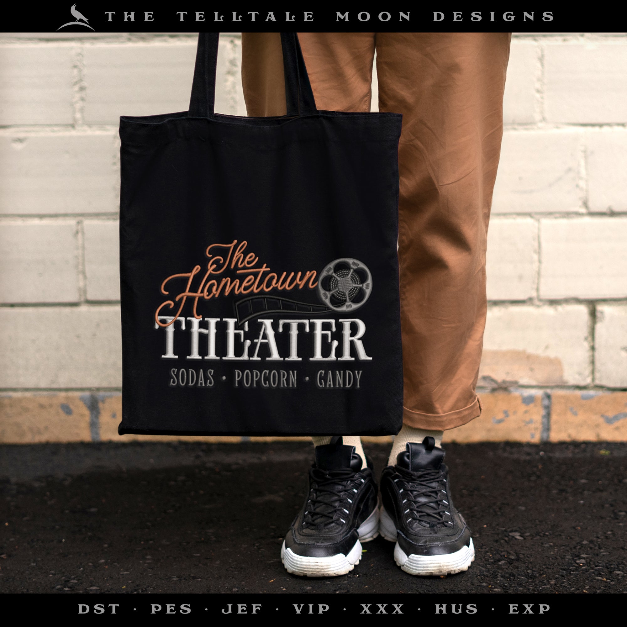 Embroidery Files: "The Hometown Theater" Retro Sign - Six Sizes 5 to 10 Inches Wide