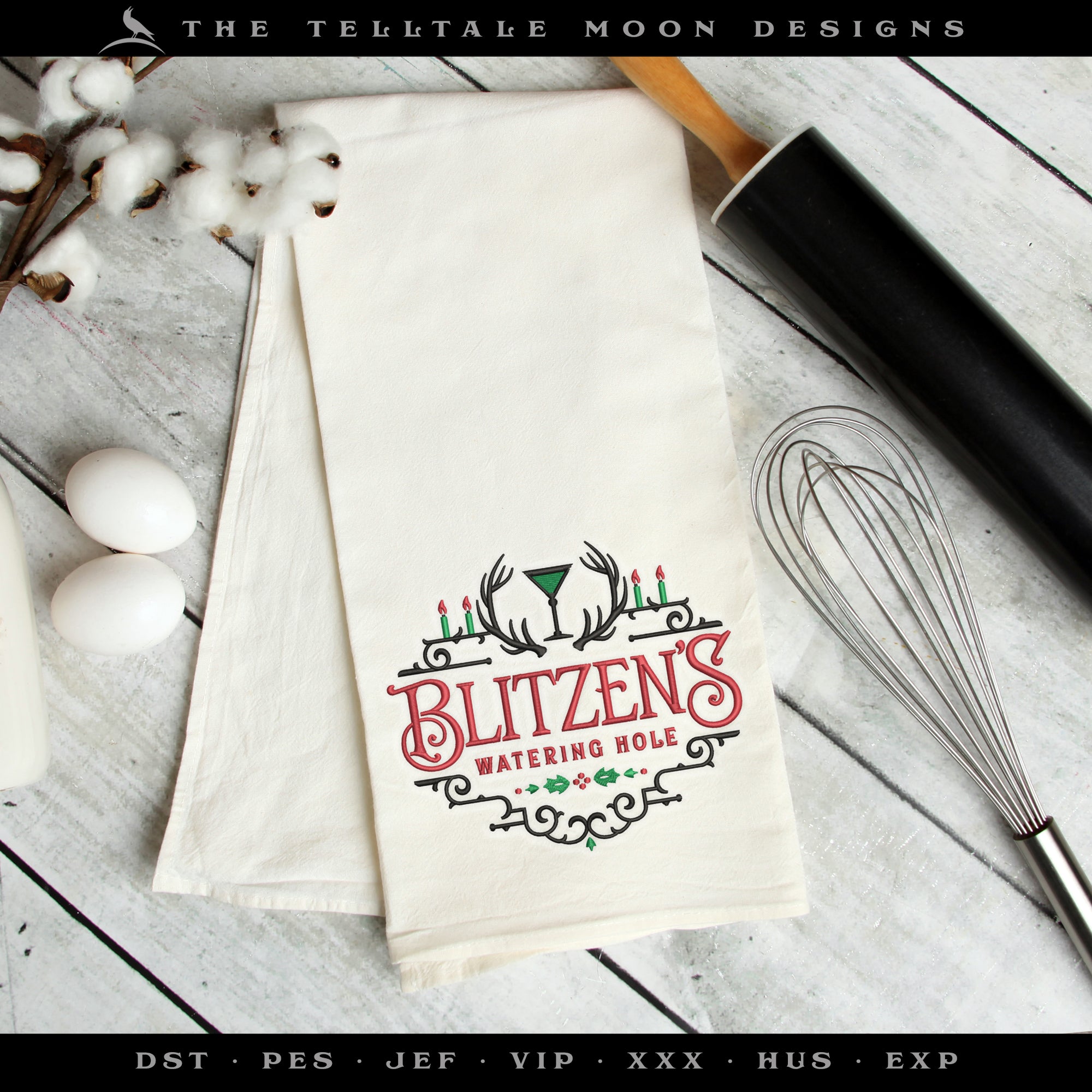 Embroidery: "Blitzen's Watering Hole" - 5 Sizes Between 5 and 9 Inches