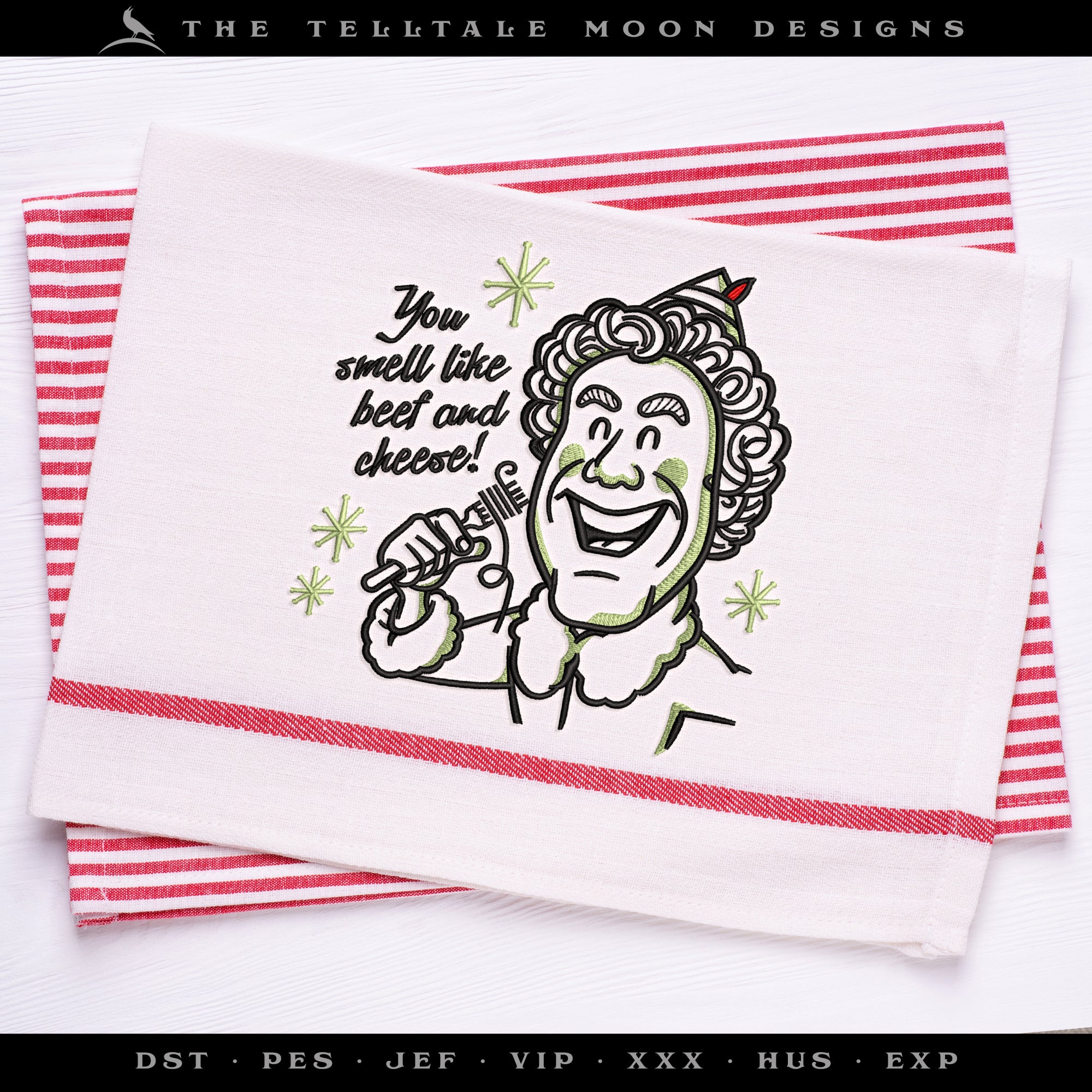 Embroidery: Retro Elf Design (Five Sizes Between 5 and 8 Inches, Three Colors)