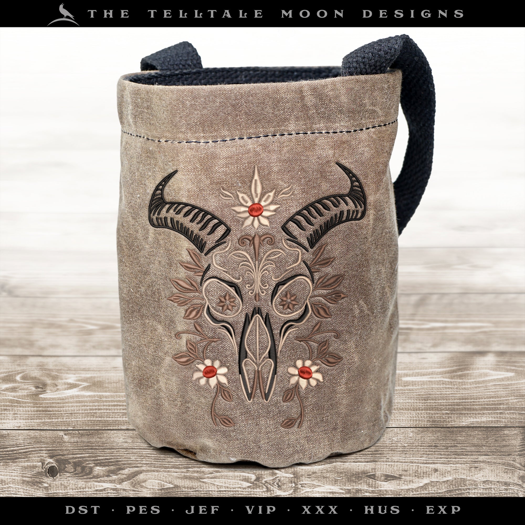 Embroidery: Ornate Goat Skull in Six Sizes - 4 to 9 Inches Tall