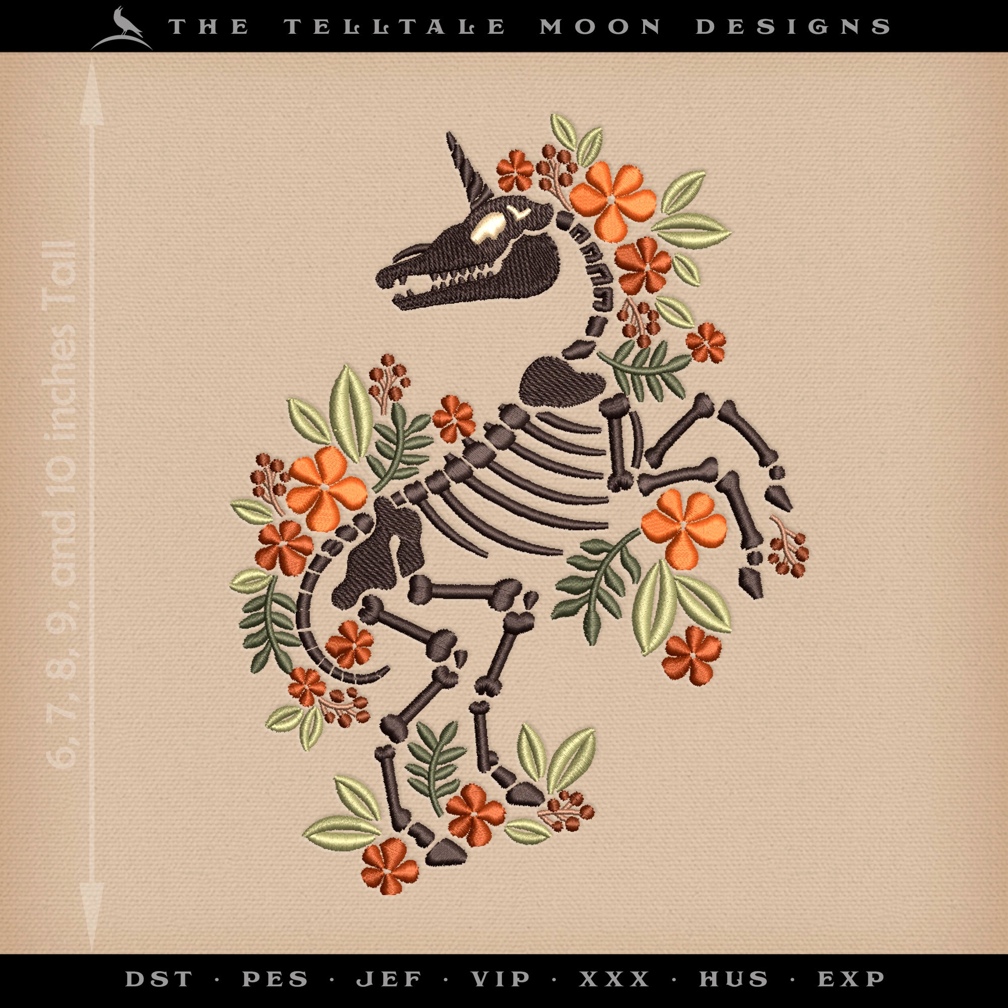 Embroidery: Set of Gothic-style "Unicorn Grave" Folk Damask Designs - Three Styles