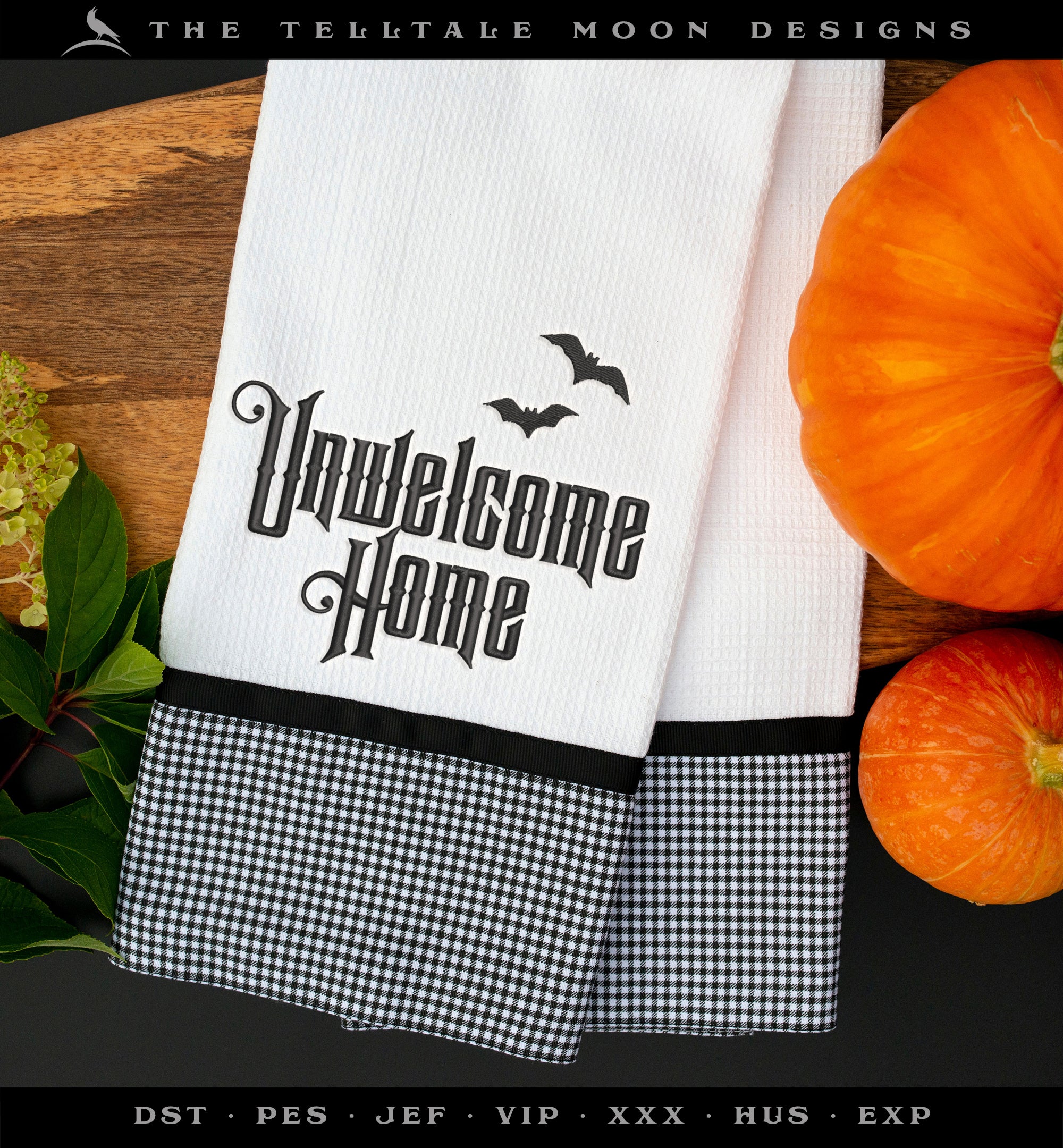 Embroidery: Gothic "Unwelcome Home" Inspired by Haunted Mansion (Four Sizes, One Thread Color)