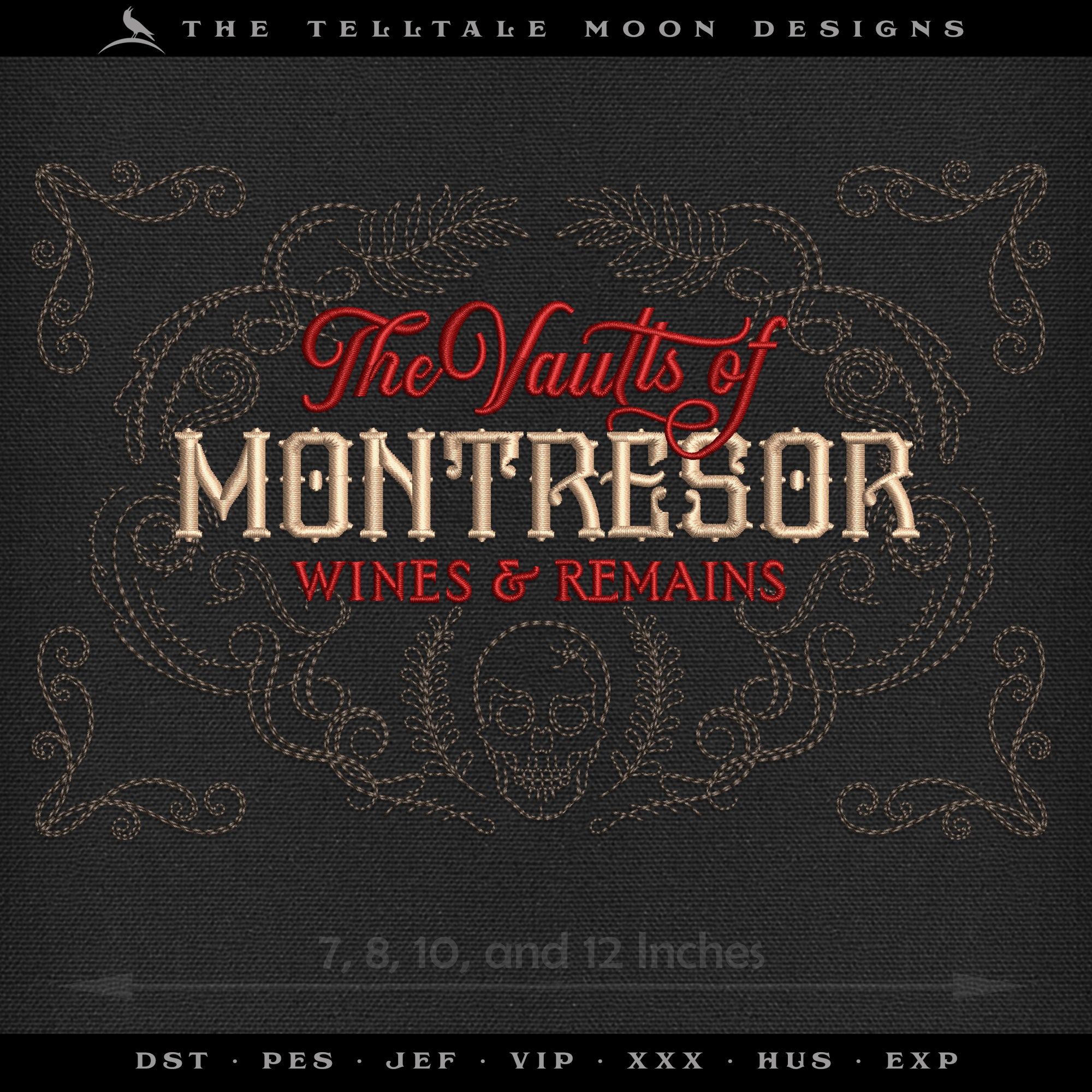 Embroidery: Poe-inspired "Vaults of Montresor" From "Cask of Amontillado" (Two Versions)