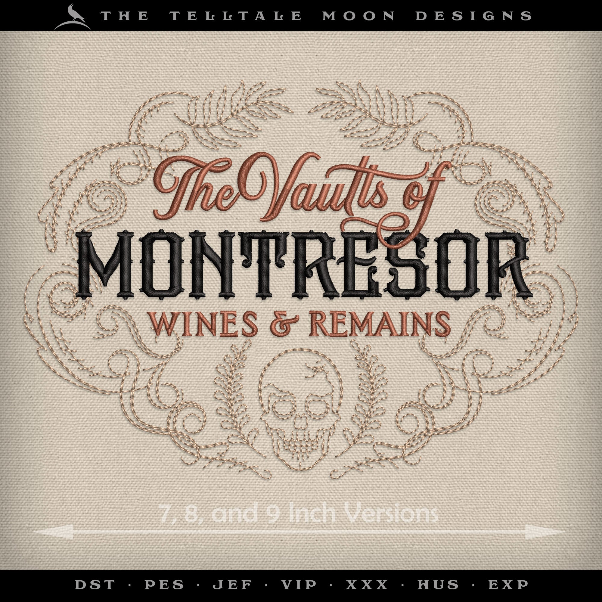 Embroidery: Poe-inspired "Vaults of Montresor" From "Cask of Amontillado" (Two Versions)