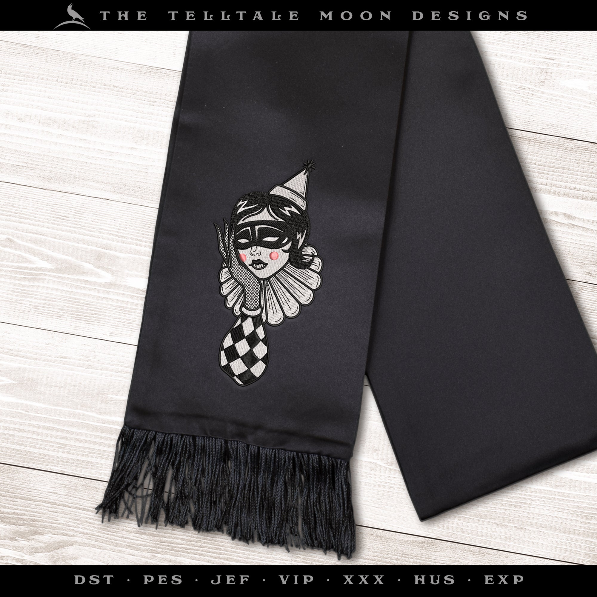 Embroidery Files: Victorian Clown Design in Four Sizes Between 6 and 9 Inches Tall