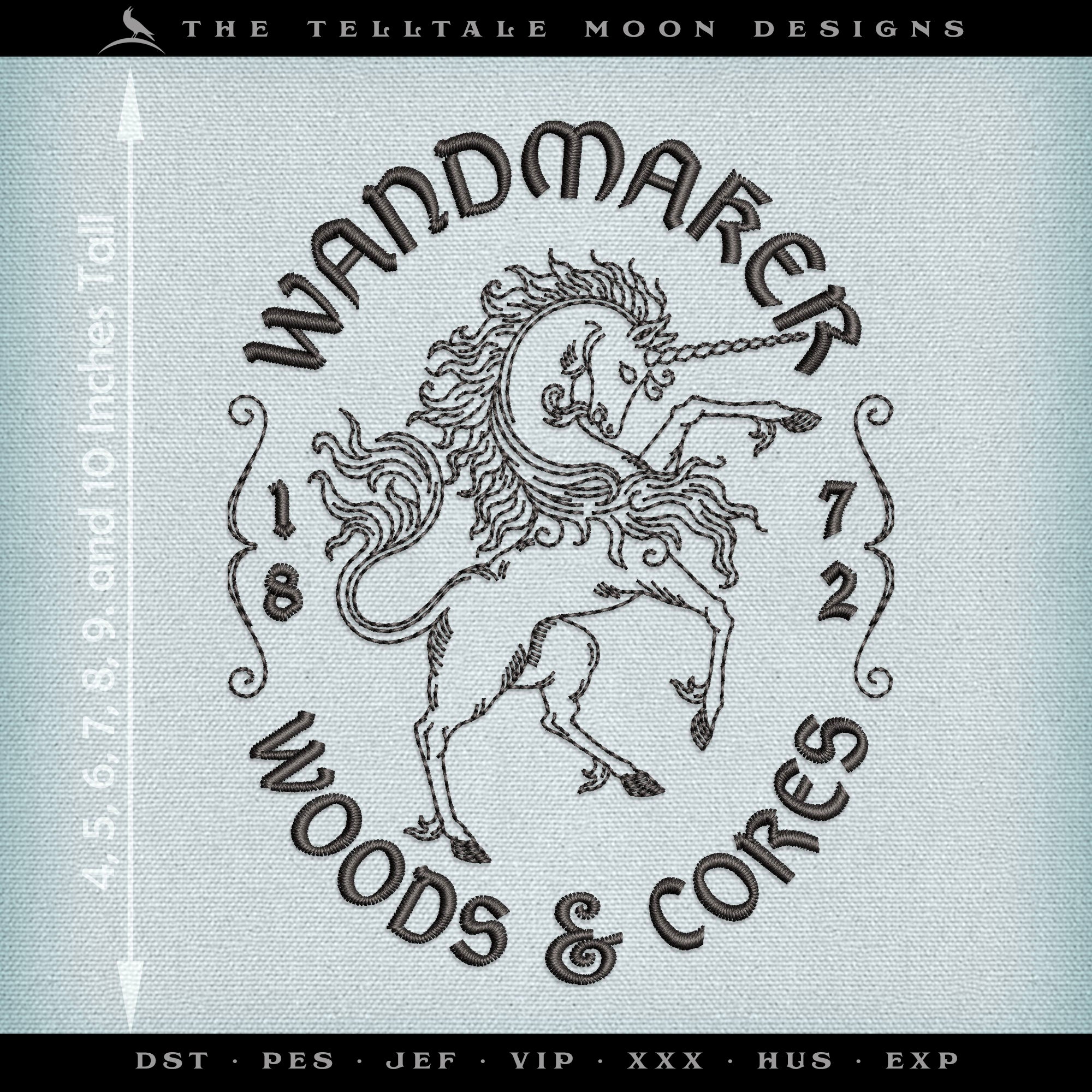 Embroidery Files: "Wandmaker Woods & Cores" in Several Sizes Between 4 and 10 inches Tall