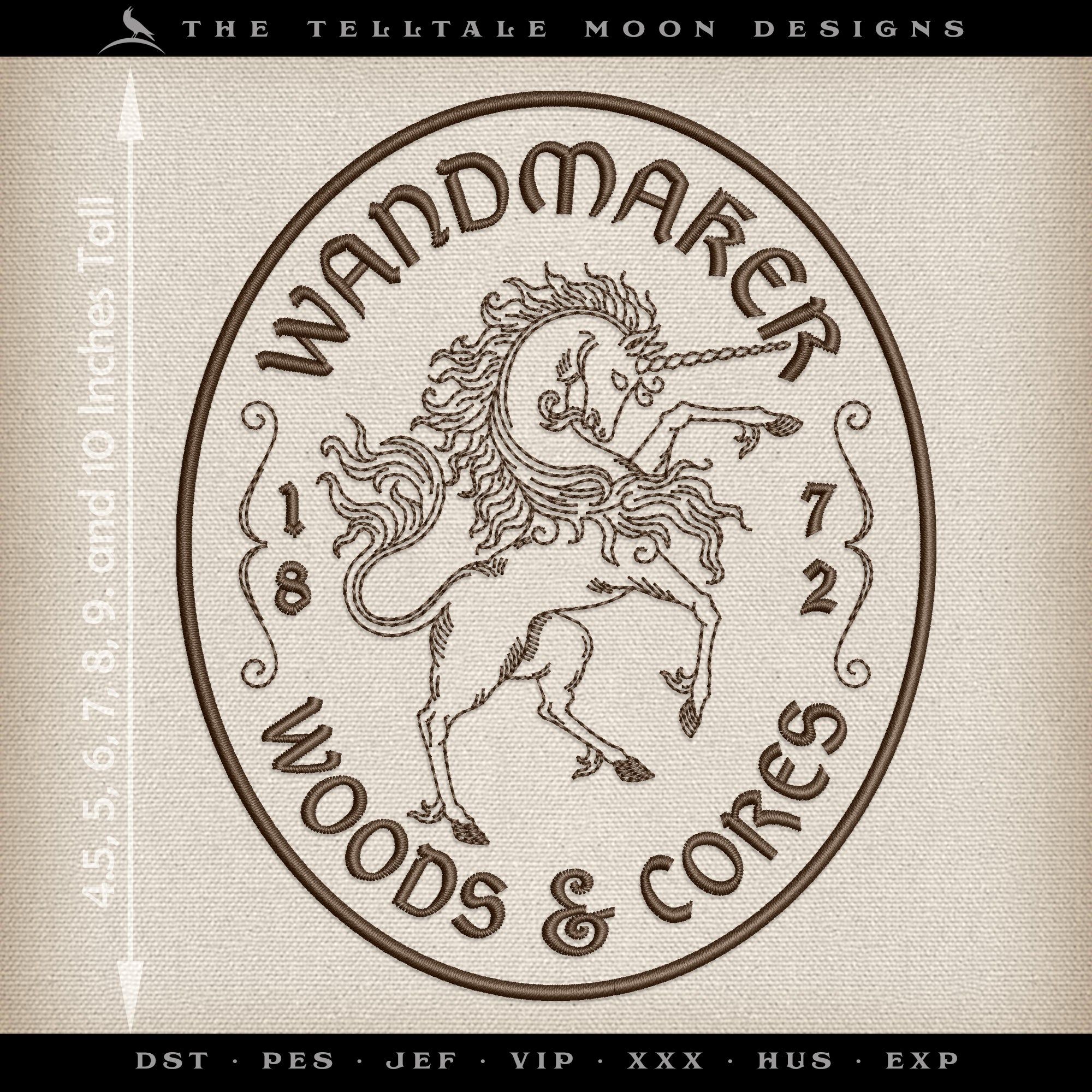 Embroidery Files: "Wandmaker Woods & Cores" in Several Sizes Between 4 and 10 inches Tall