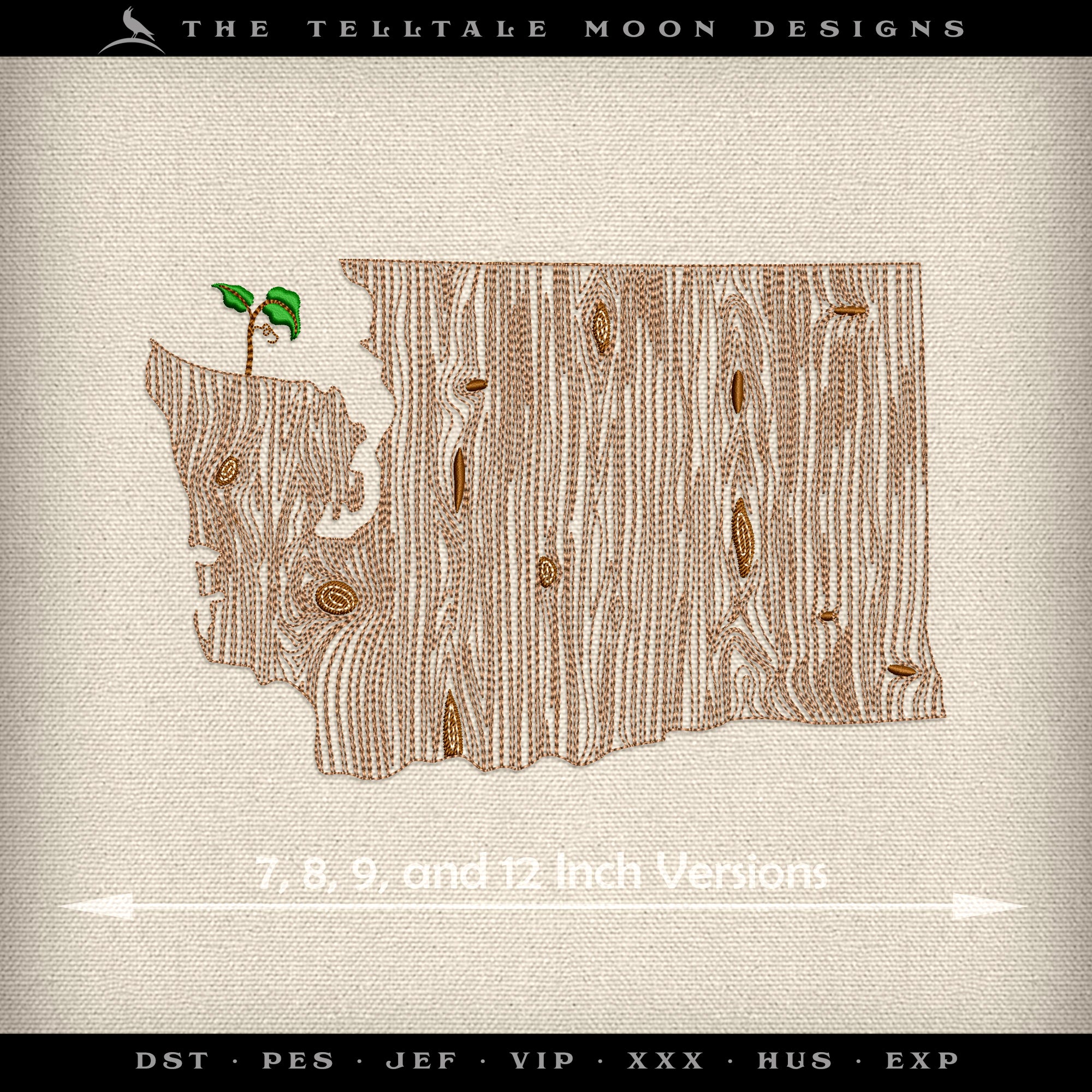 Embroidery: Washington Woodgrain - Four Sizes Between 7 and 12 Inches Wide