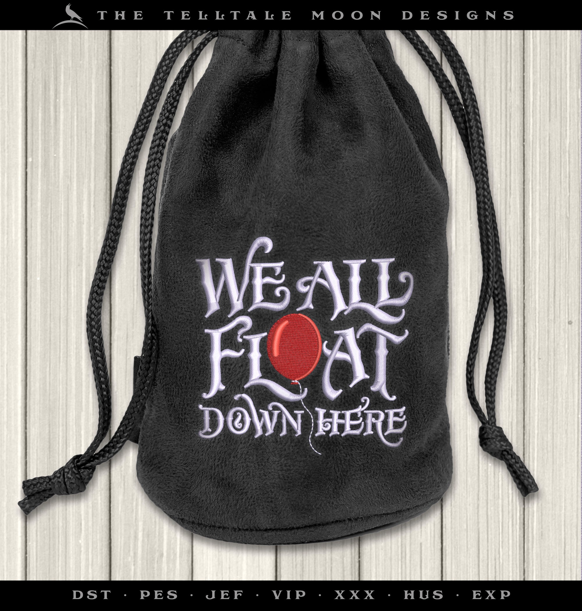 Machine Embroidery: "We All Float Down Here" Horror Theme - 4, 5, 8, and 9 Inches Square)