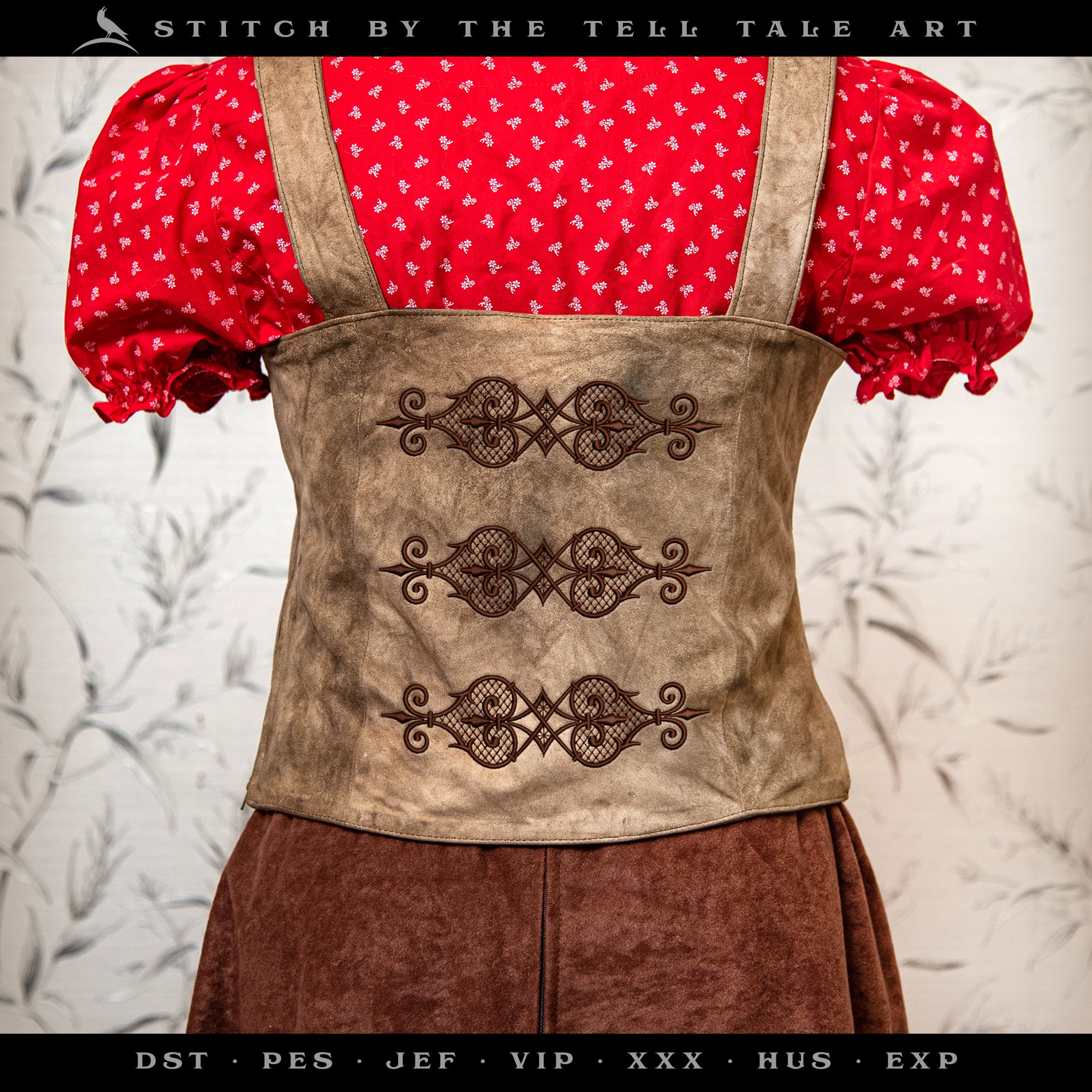 Ornate Gothic Heart/Spade Border – Includes Clean Satin and Lacework Fill – Five Sizes 4 to 8 Inches