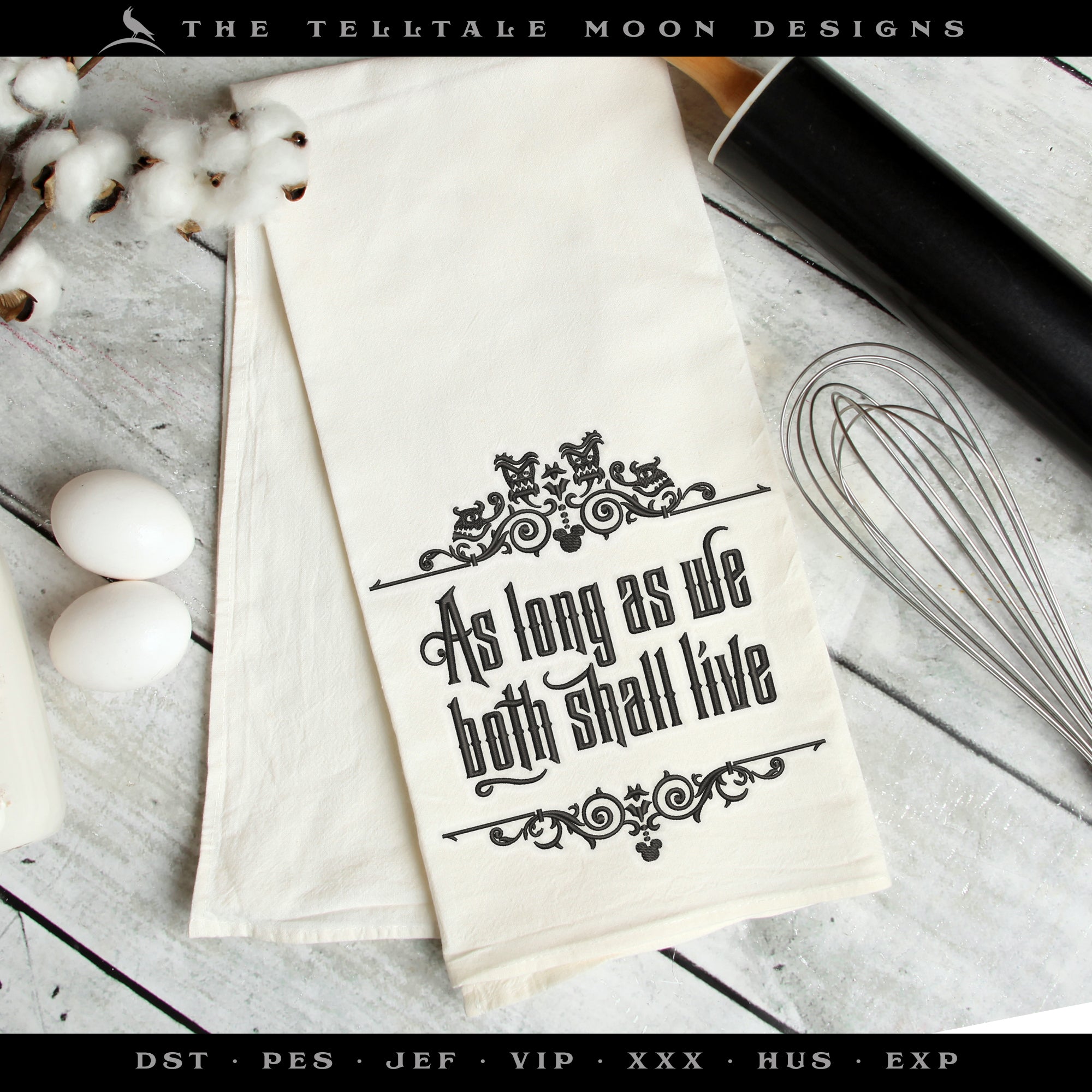 Embroidery: Set of Haunting Wedding Vow Art Inspired by Haunted Mansion - Seven Sizes 5 to 11 Inches