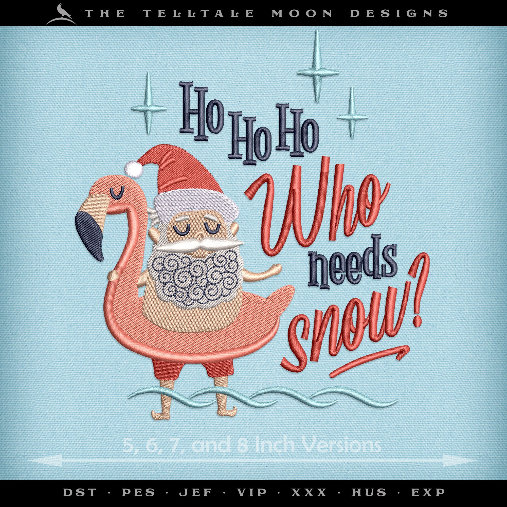 Santa Floating in a Flamingo – Four Sizes 5 to 8 Inches – Midcentury Christmas