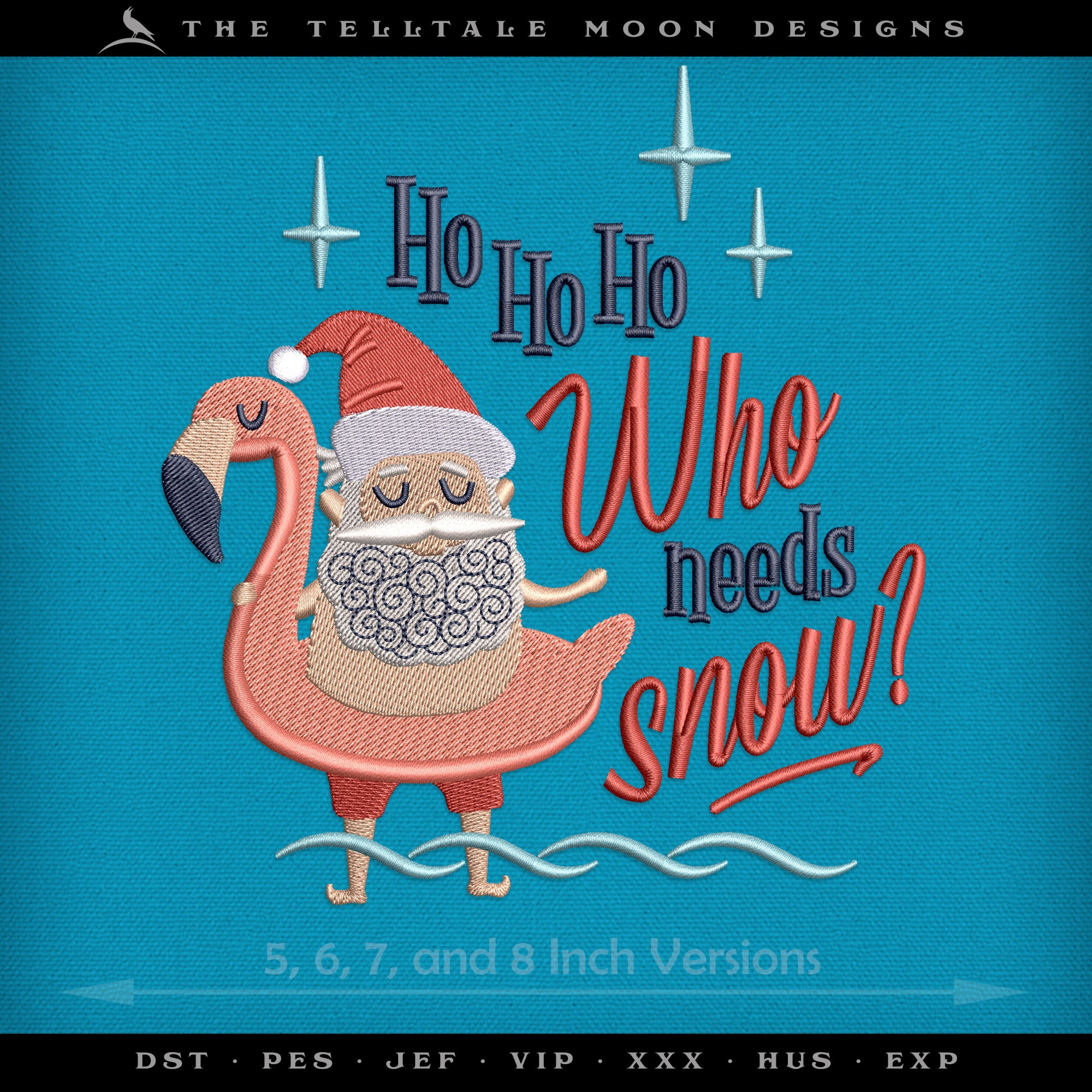 Santa Floating in a Flamingo – Four Sizes 5 to 8 Inches – Midcentury Christmas