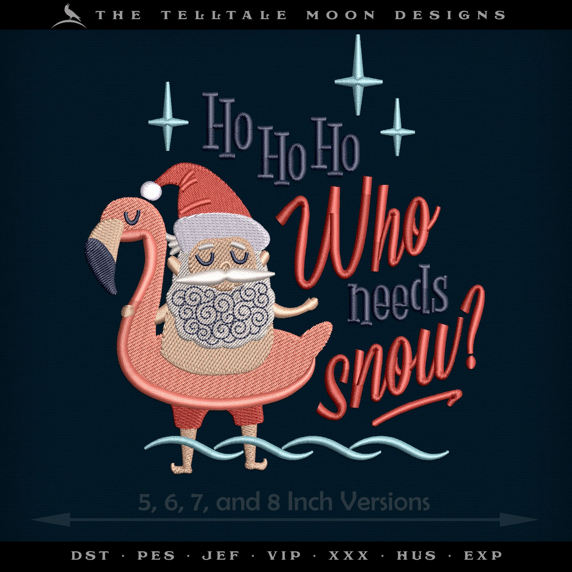 Santa Floating in a Flamingo – Four Sizes 5 to 8 Inches – Midcentury Christmas