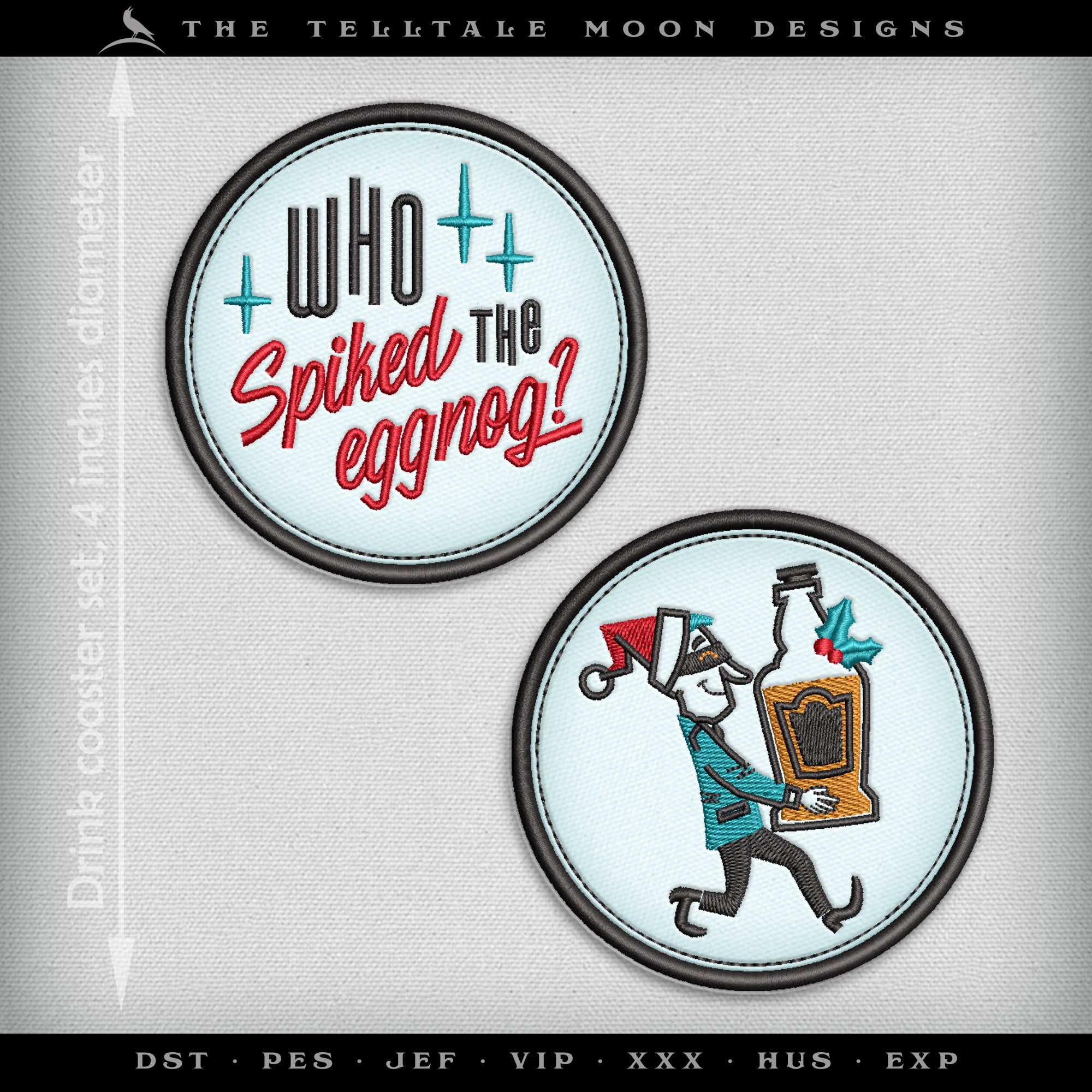 Retro Eggnog Drink Sleeve & Drink Coaster Set